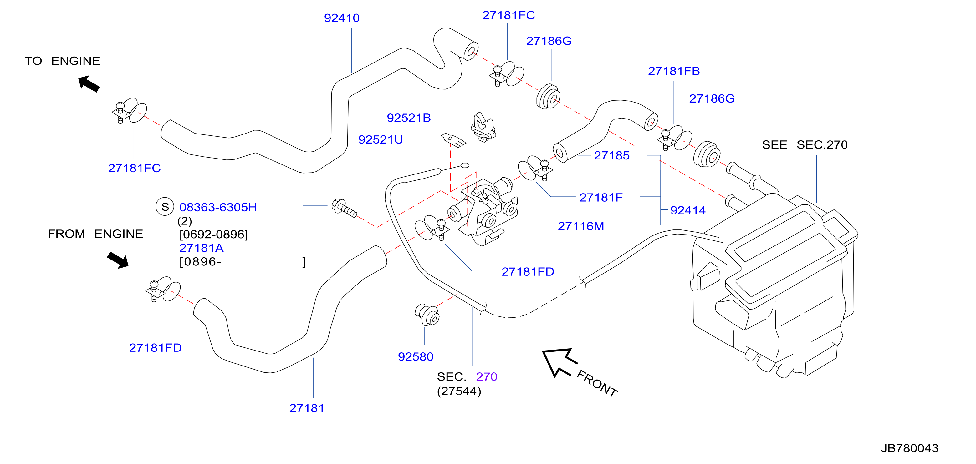 Diagram HEATER PIPING for your Nissan Altima  