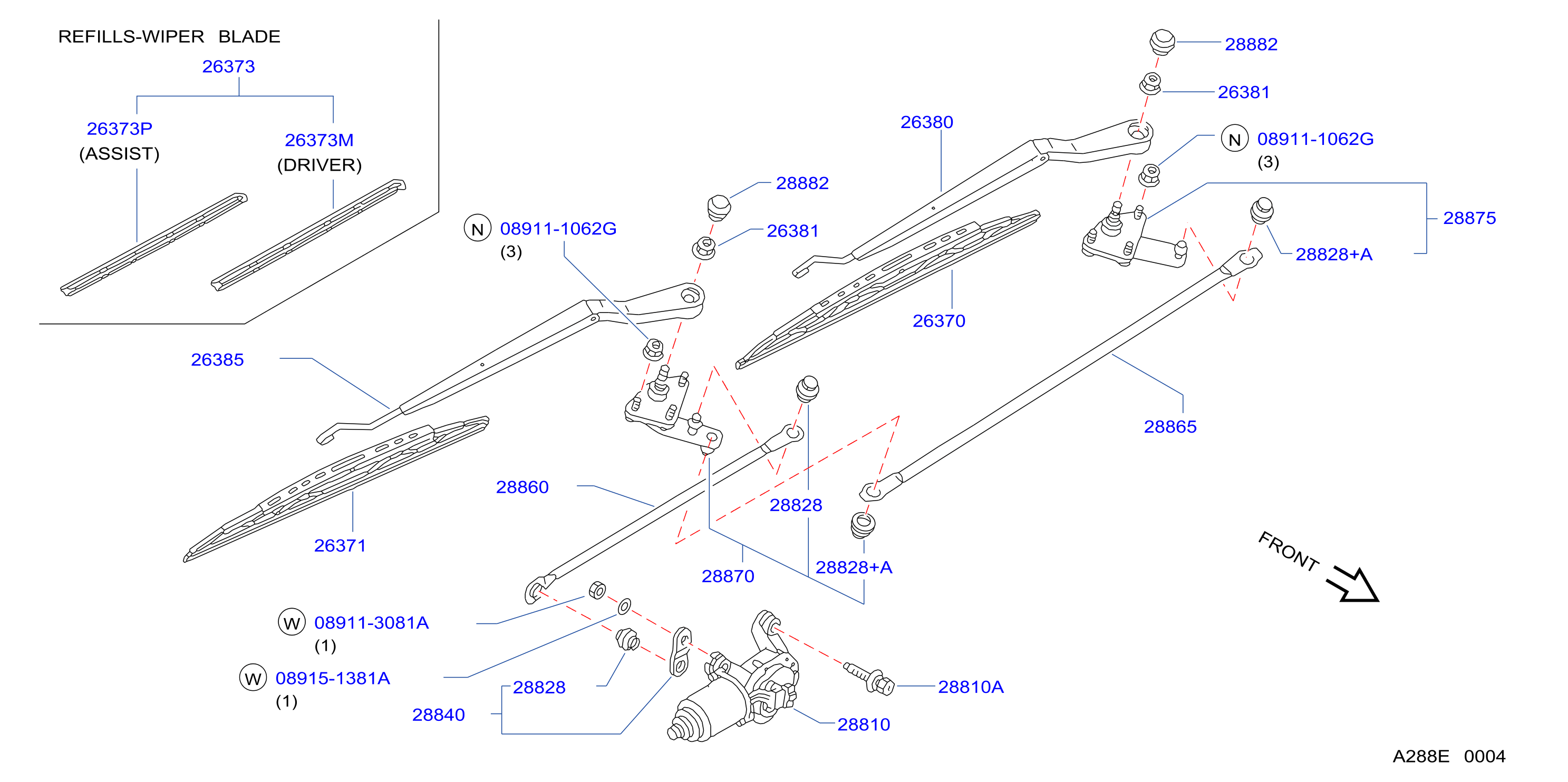 Diagram WINDSHIELD WIPER for your Nissan