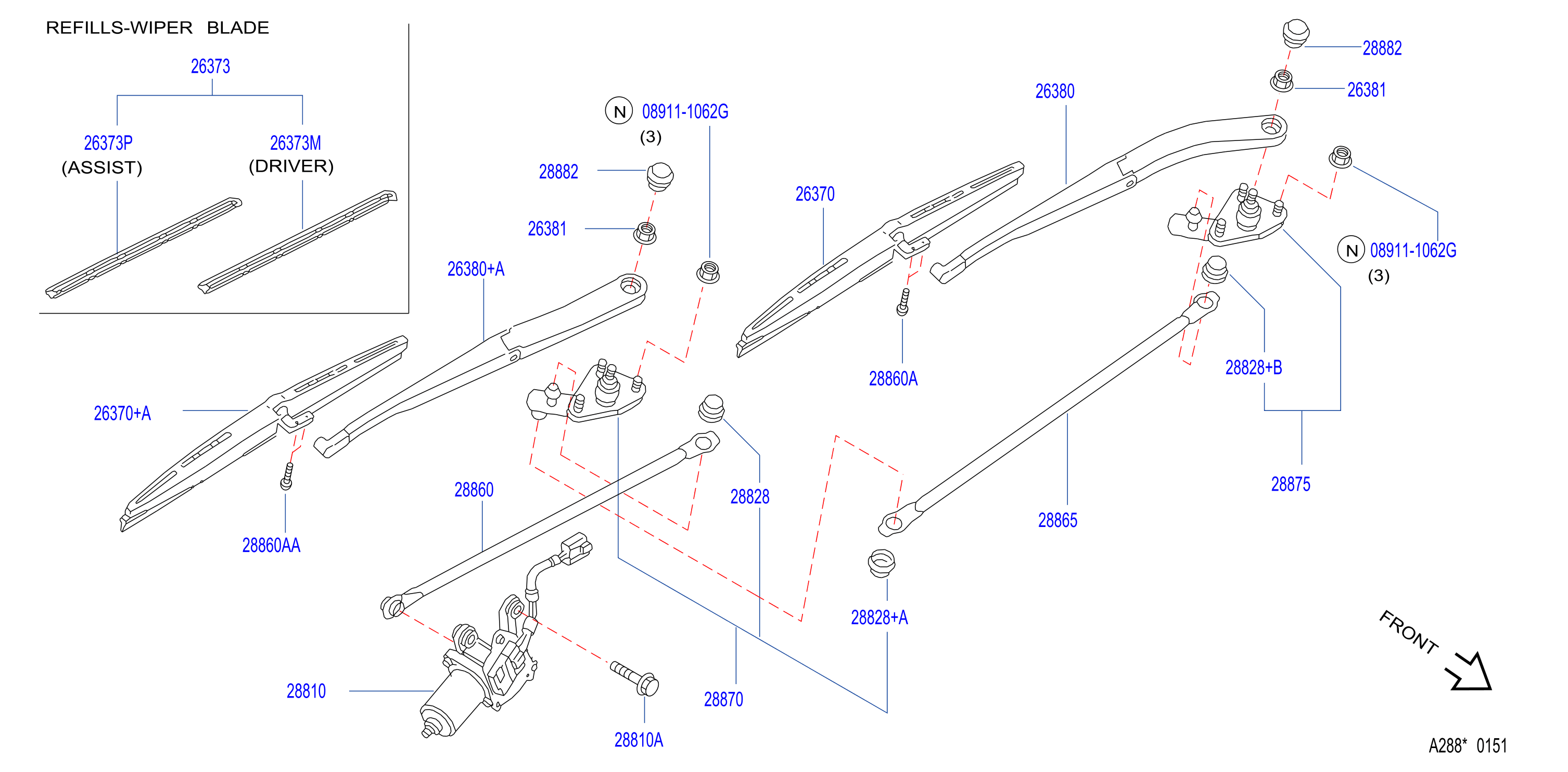 Diagram WINDSHIELD WIPER for your 1996 INFINITI J30   