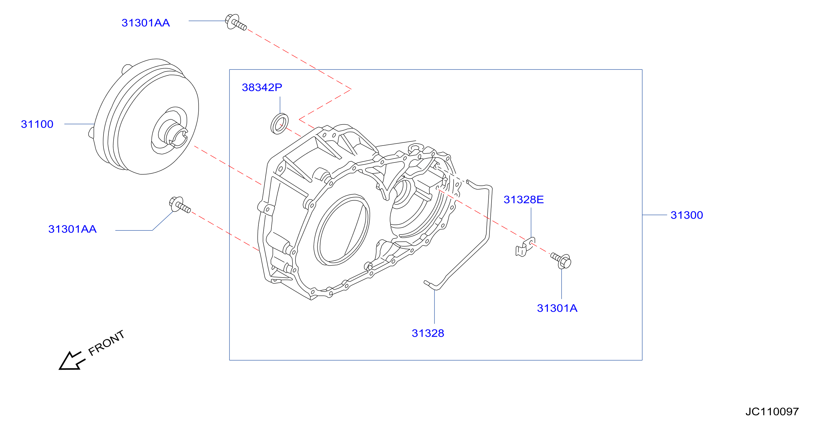 Diagram TORQUE CONVERTER,HOUSING & CASE for your INFINITI I30  