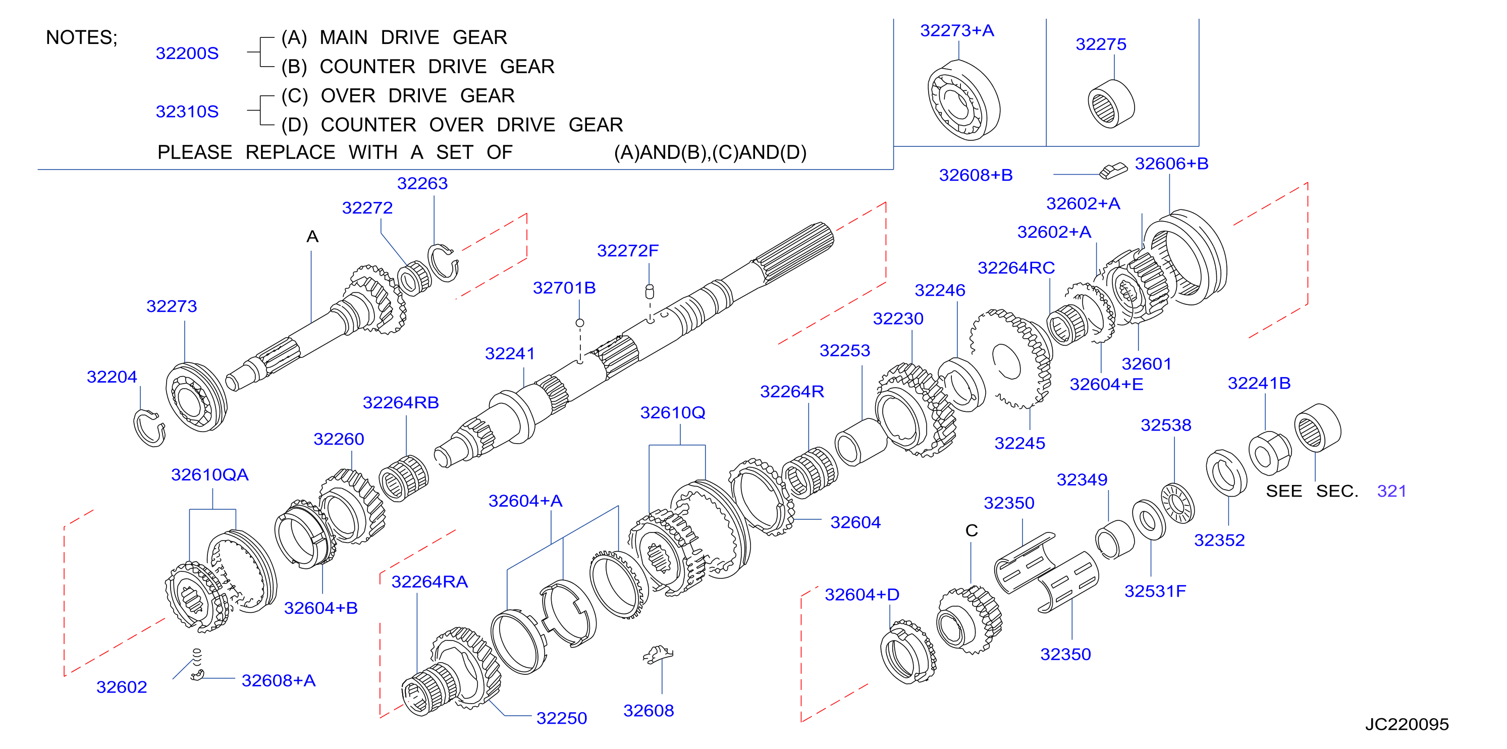 Diagram TRANSMISSION GEAR for your Nissan