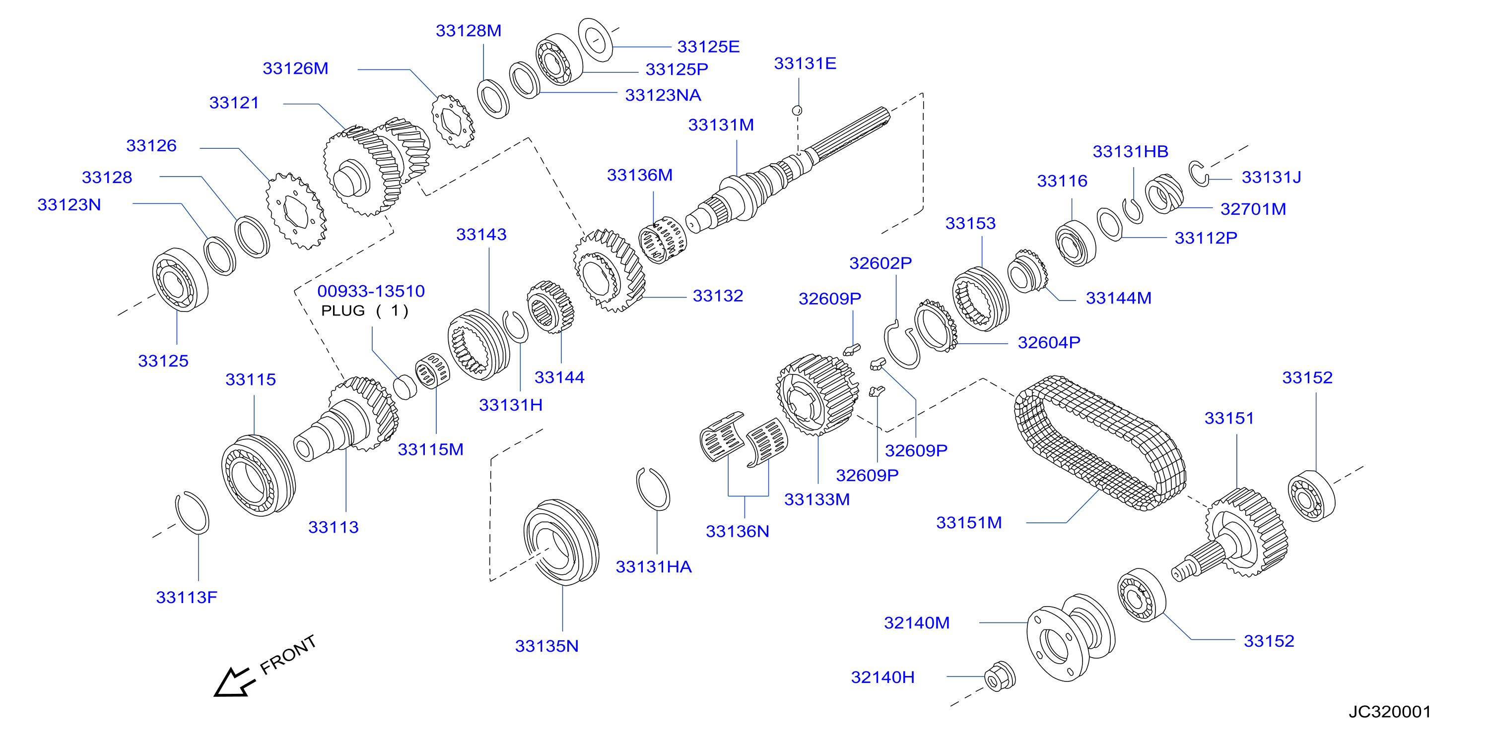 Diagram TRANSFER GEAR for your 1997 Nissan Altima   