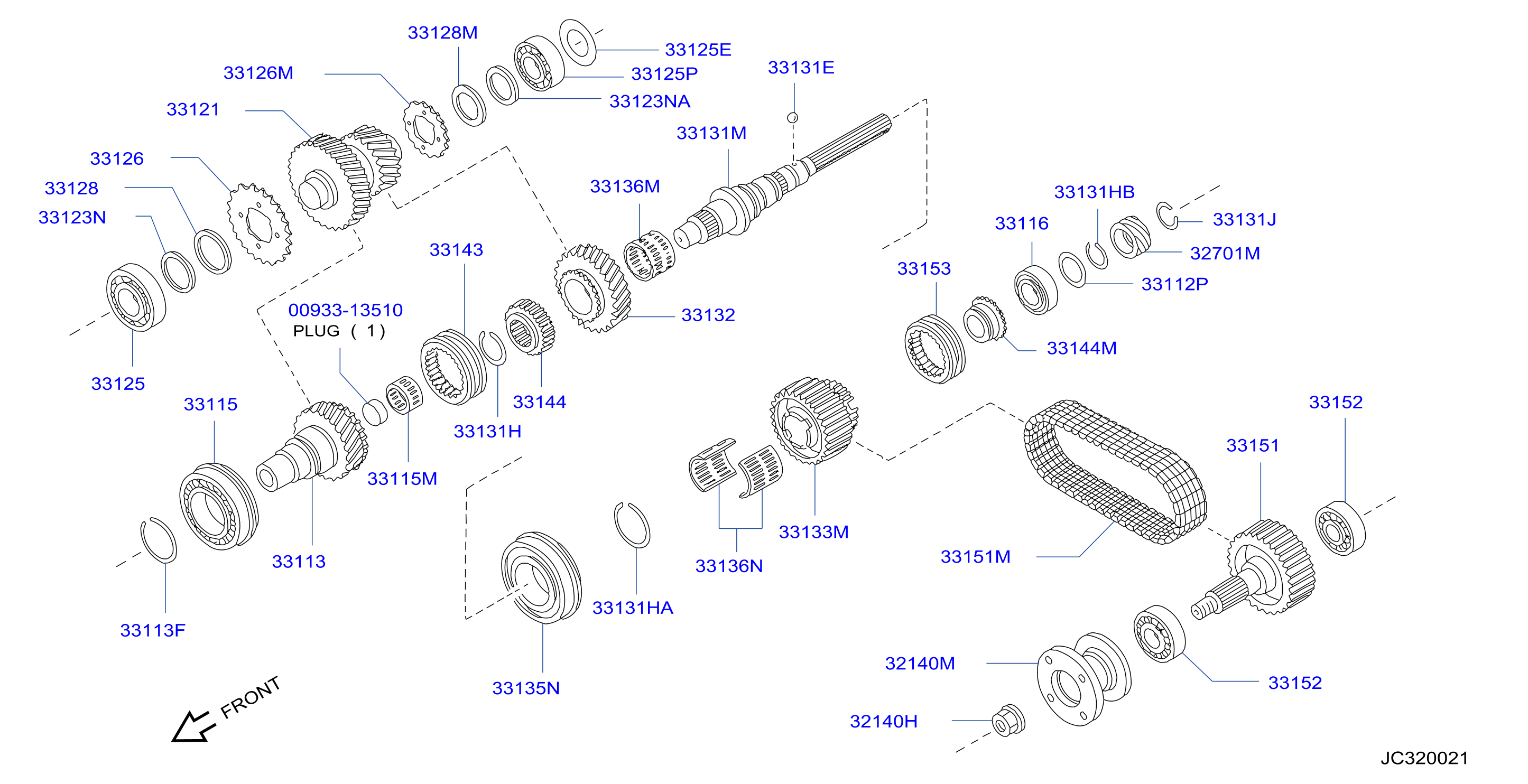 Diagram TRANSFER GEAR for your 1997 Nissan Altima   