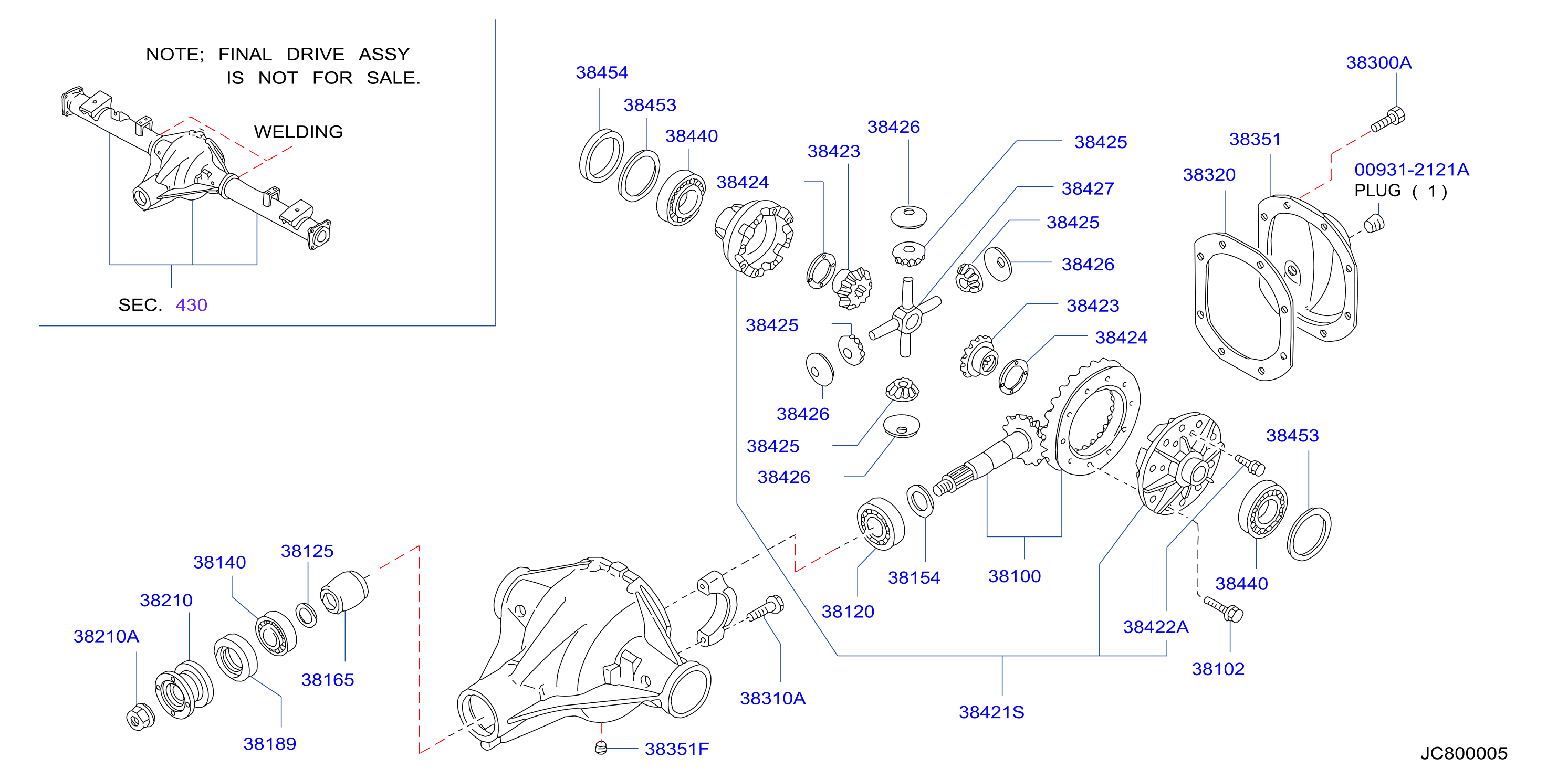 Diagram TRANSMISIÓN FINAL TRASERO for your 1999 Nissan Frontier King Cab SE 2.4L AT 2WD 