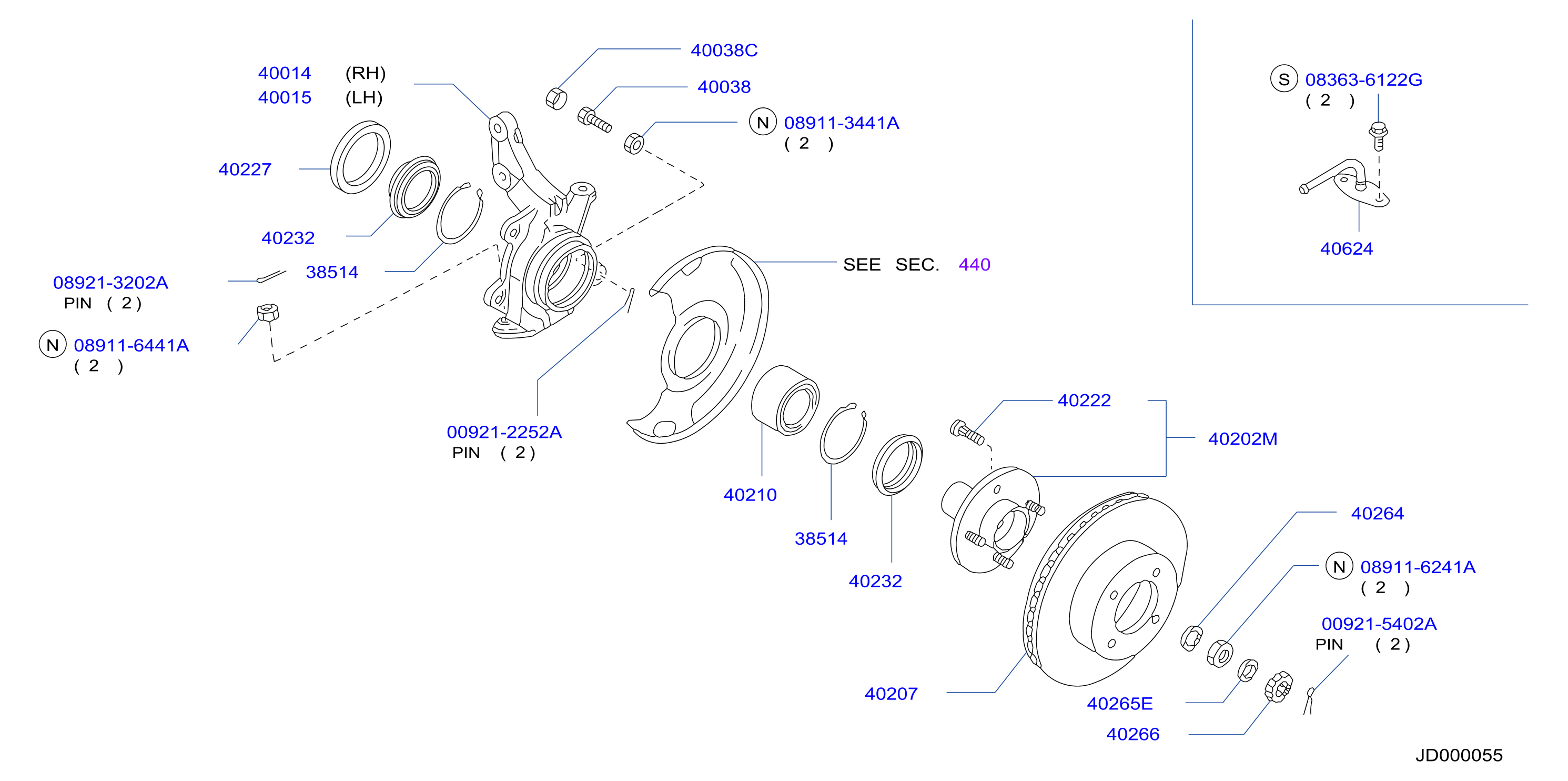 Diagram FRONT AXLE for your 2019 Nissan Versa Note   