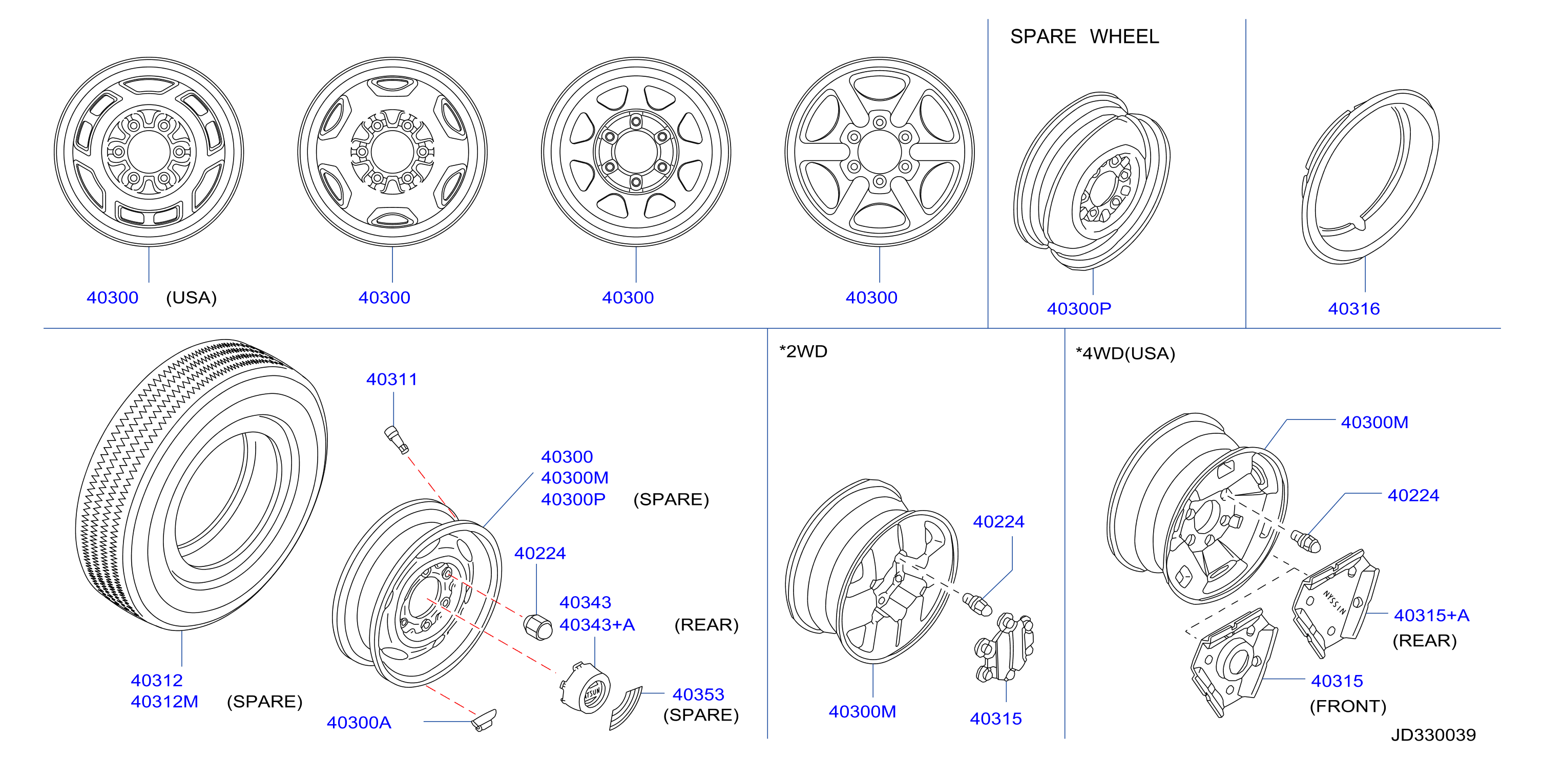 Diagram ROAD WHEEL & TIRE for your Nissan PickUp  