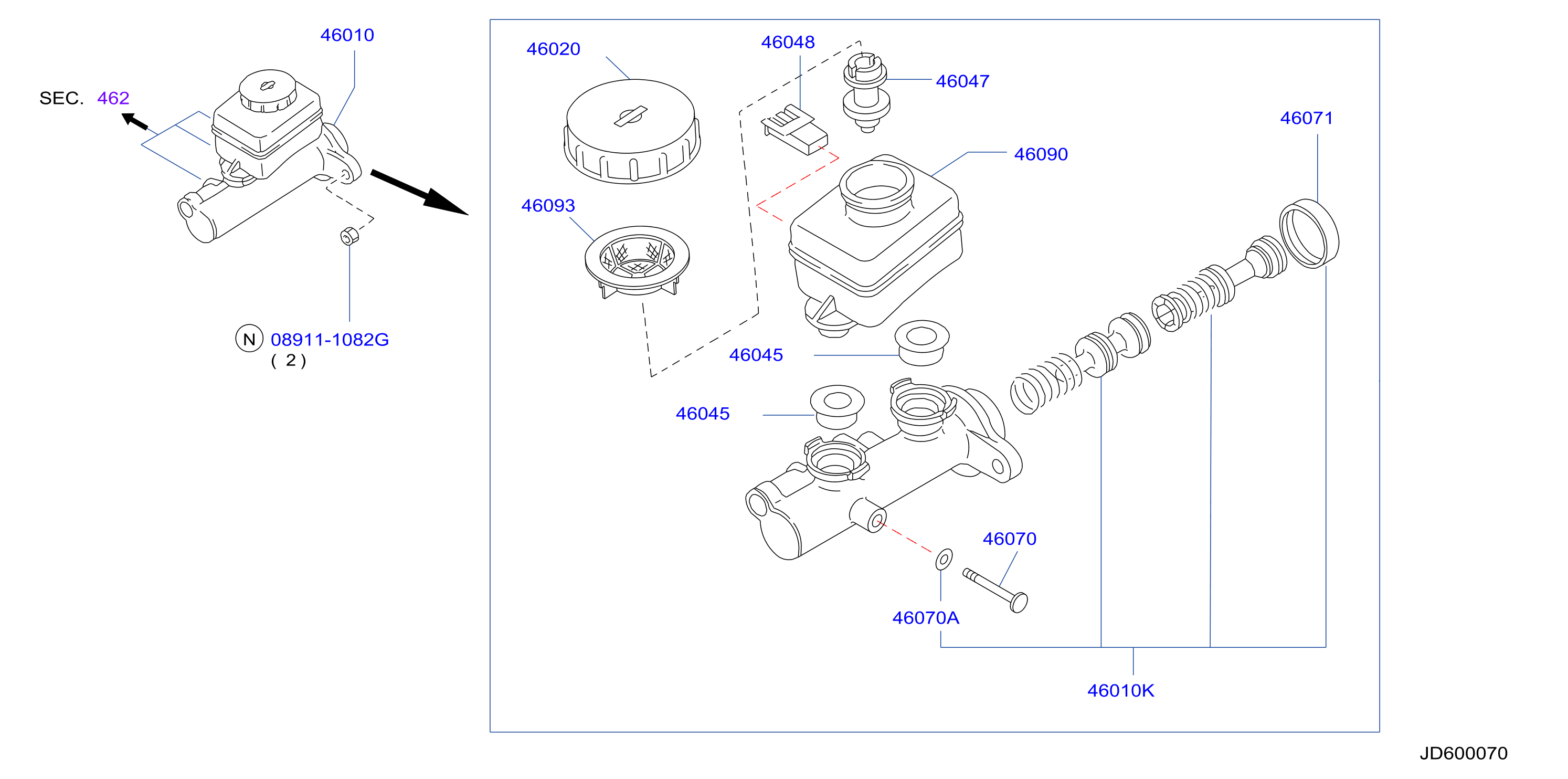 Diagram BRAKE MASTER CYLINDER for your 1998 INFINITI Q45   