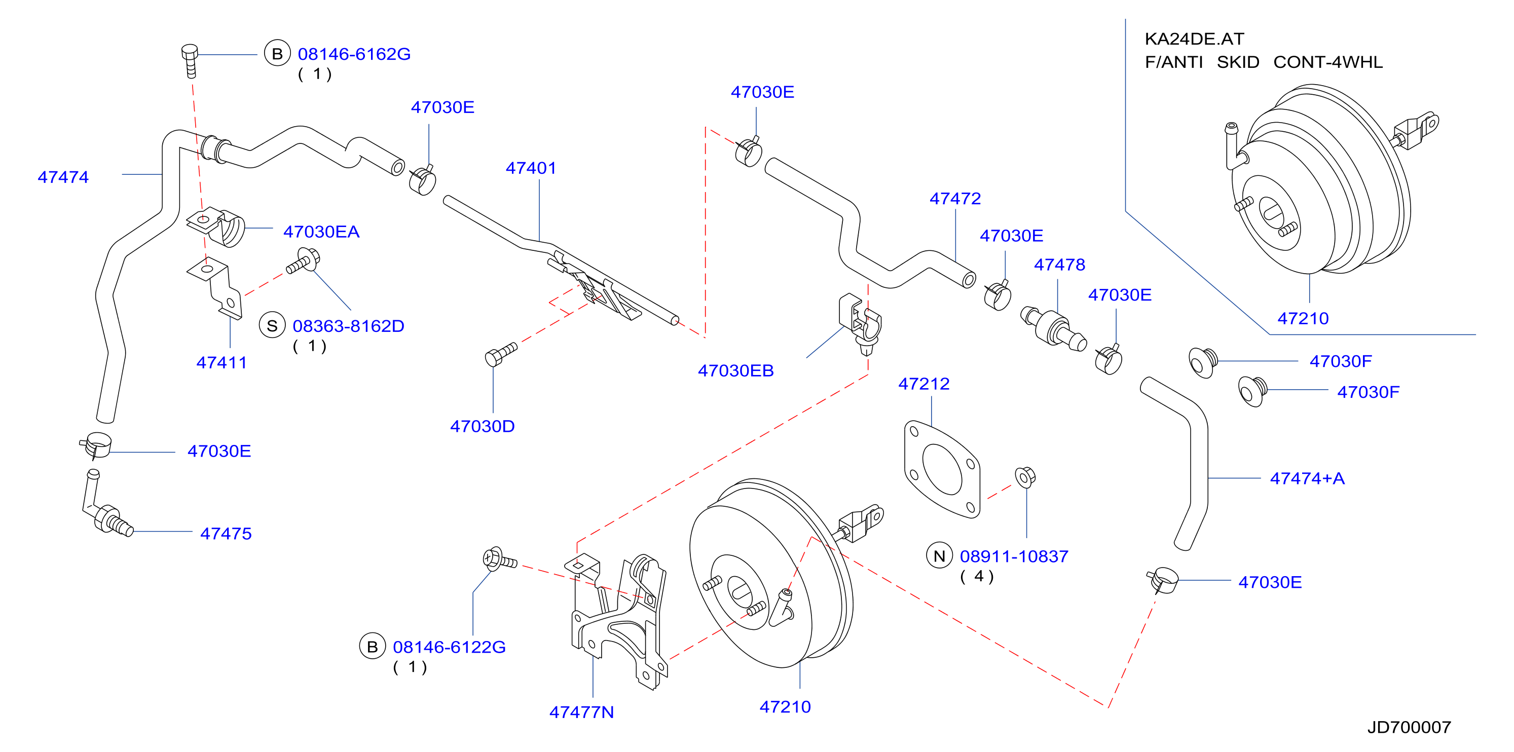 Diagram BRAKE SERVO &             SERVO CONTROL for your 2007 Nissan Titan Crew Cab LE 5.6L V8 AT 4WD 