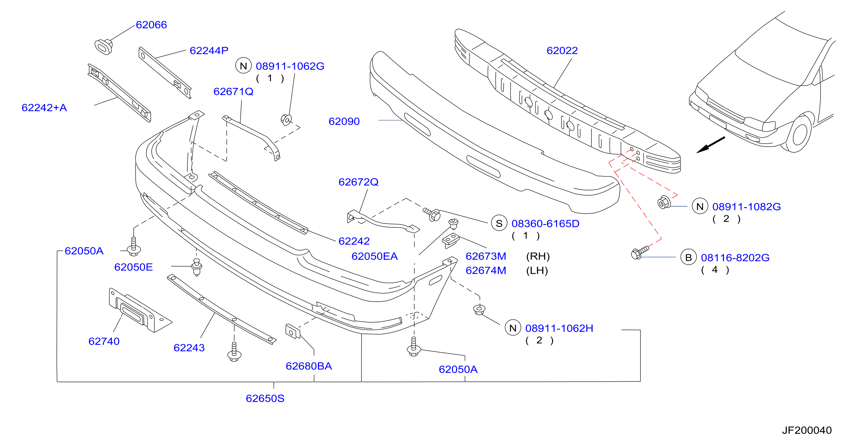 Diagram FRONT BUMPER for your 1989 Nissan 300ZX   