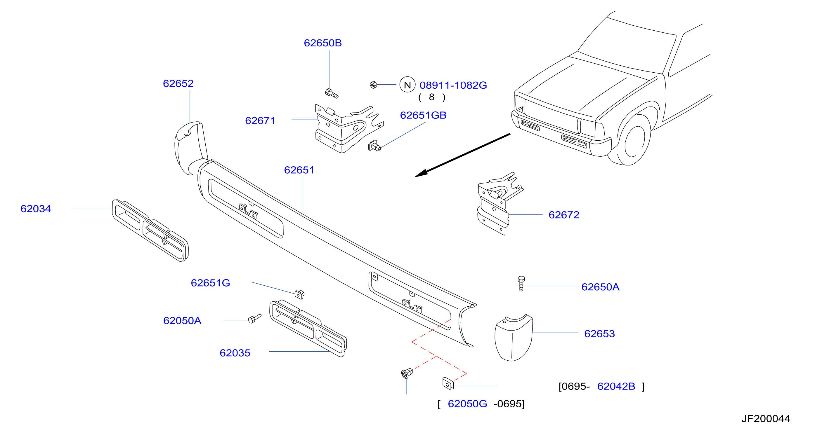 Diagram FRONT BUMPER for your 2004 Nissan Titan   