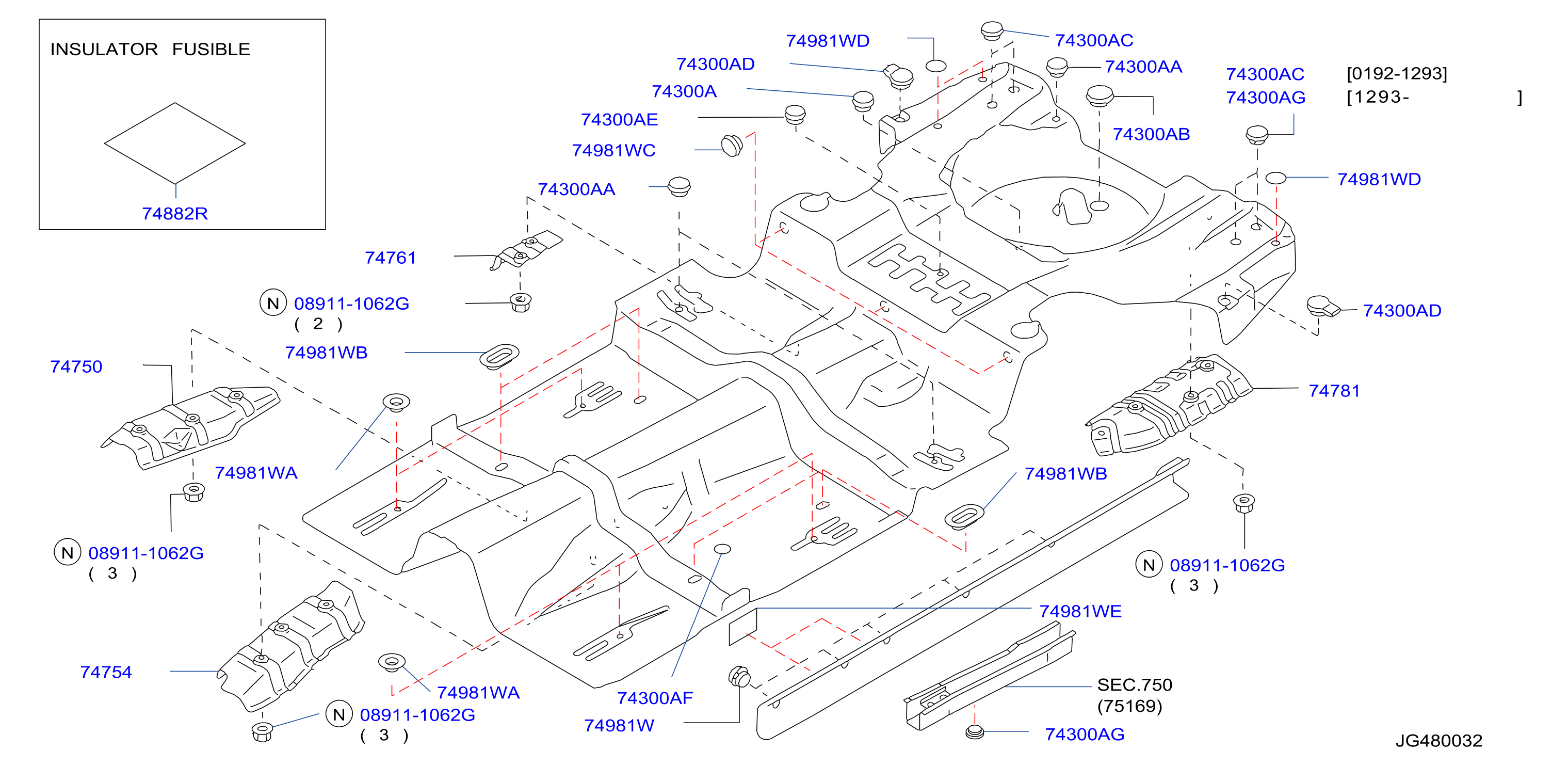 Diagram FLOOR FITTING for your 1993 INFINITI J30   