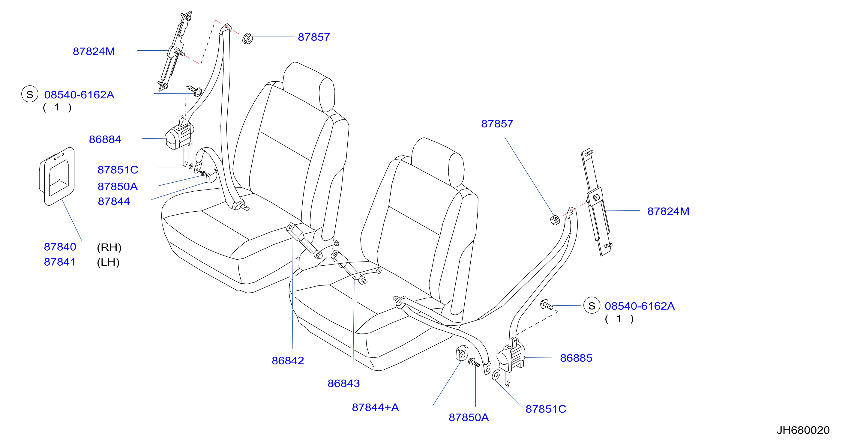 Diagram FRONT SEAT BELT for your 1994 INFINITI J30   