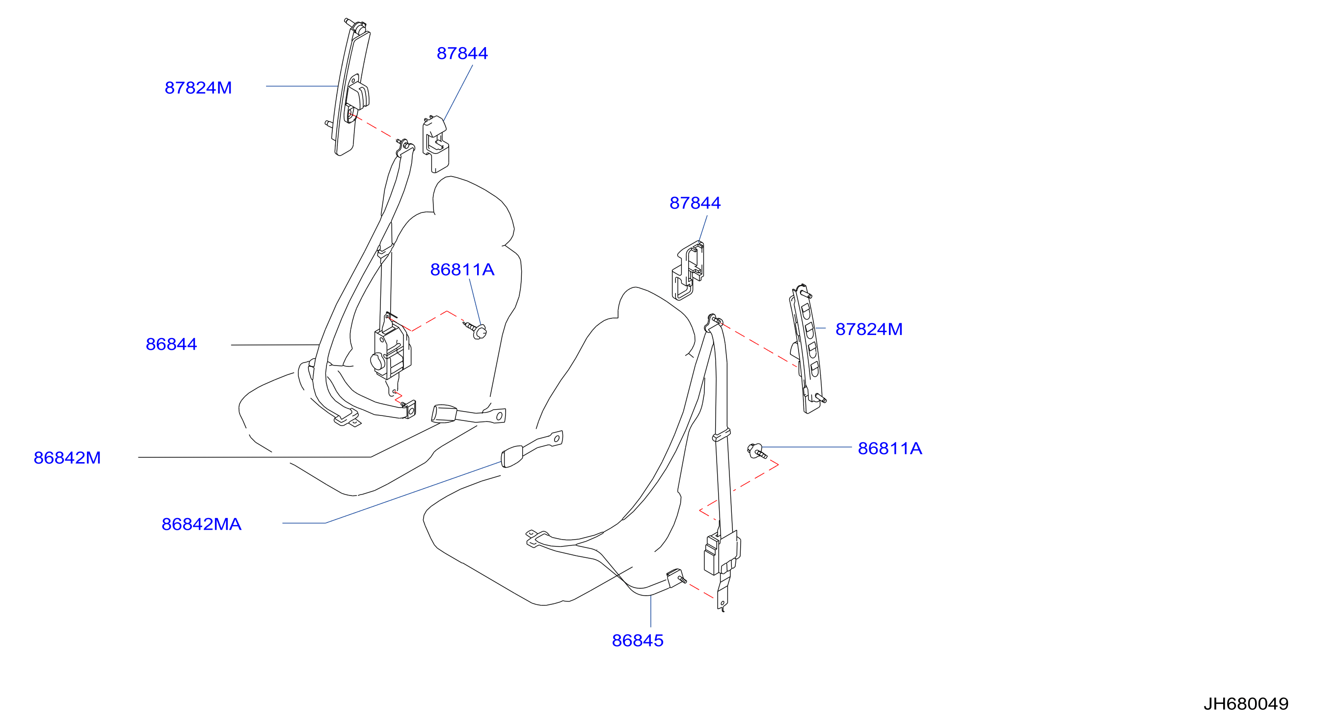 Diagram FRONT SEAT BELT for your 2015 INFINITI Q50   