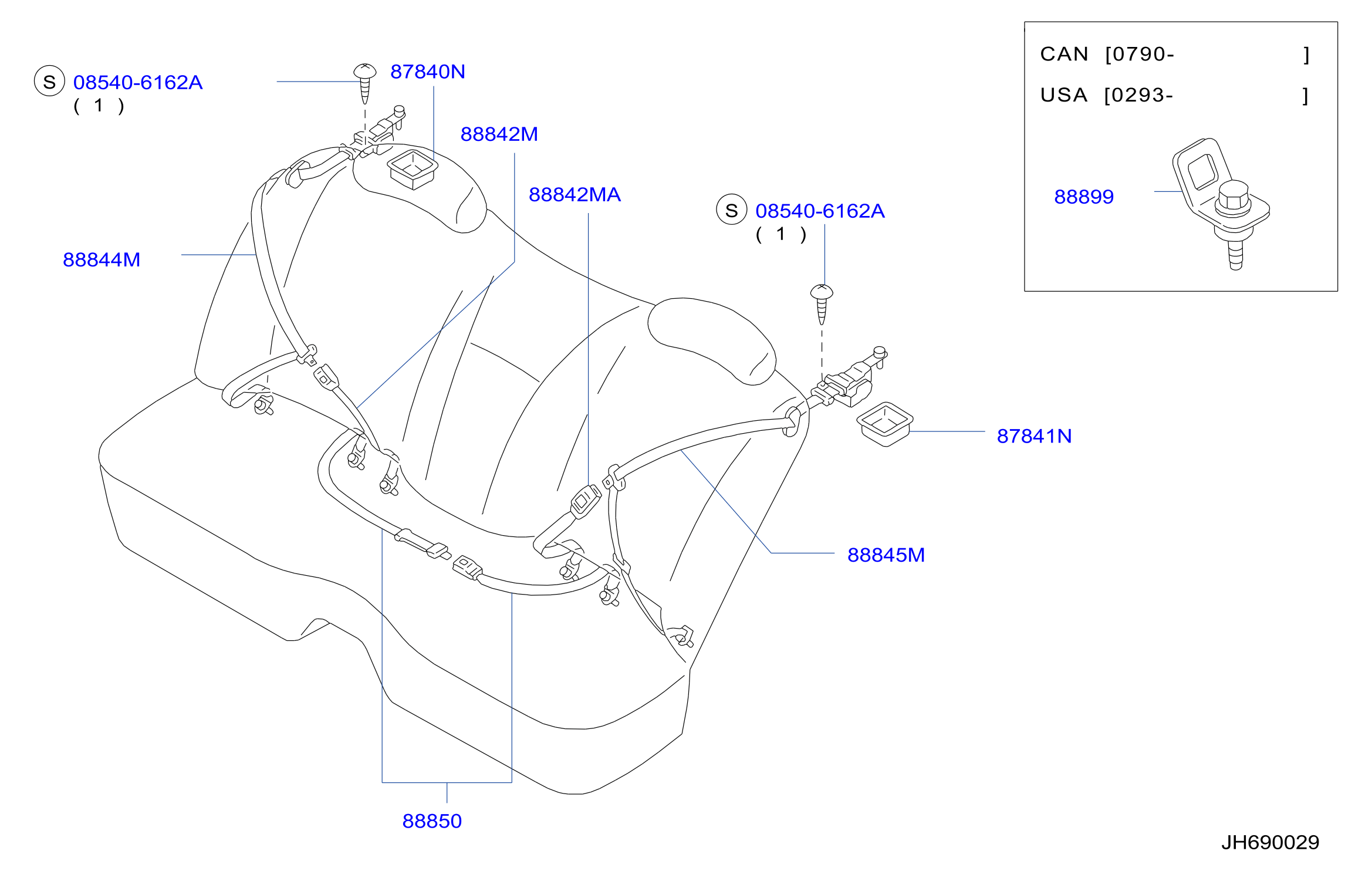 Diagram REAR SEAT BELT for your 2008 INFINITI G35  SEDAN JOURNEY 