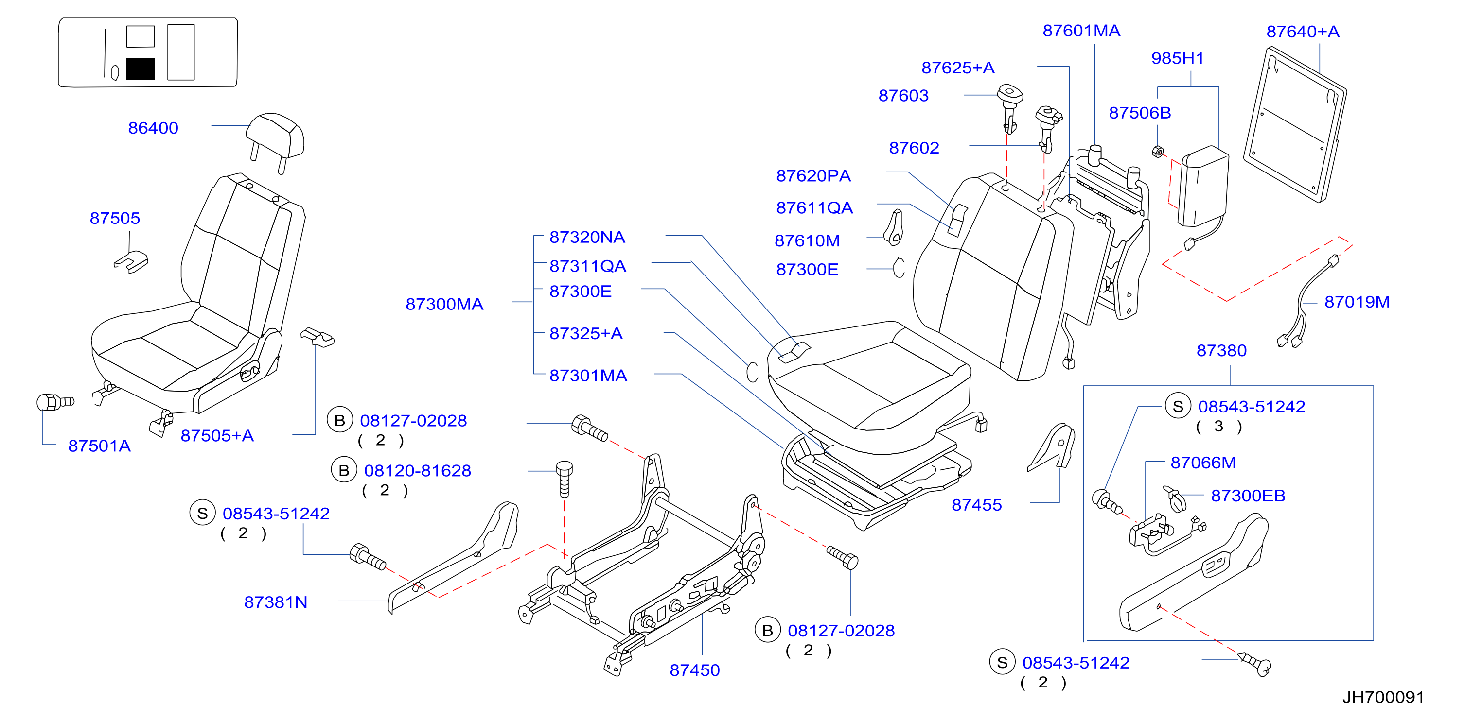 Diagram FRONT SEAT for your Nissan