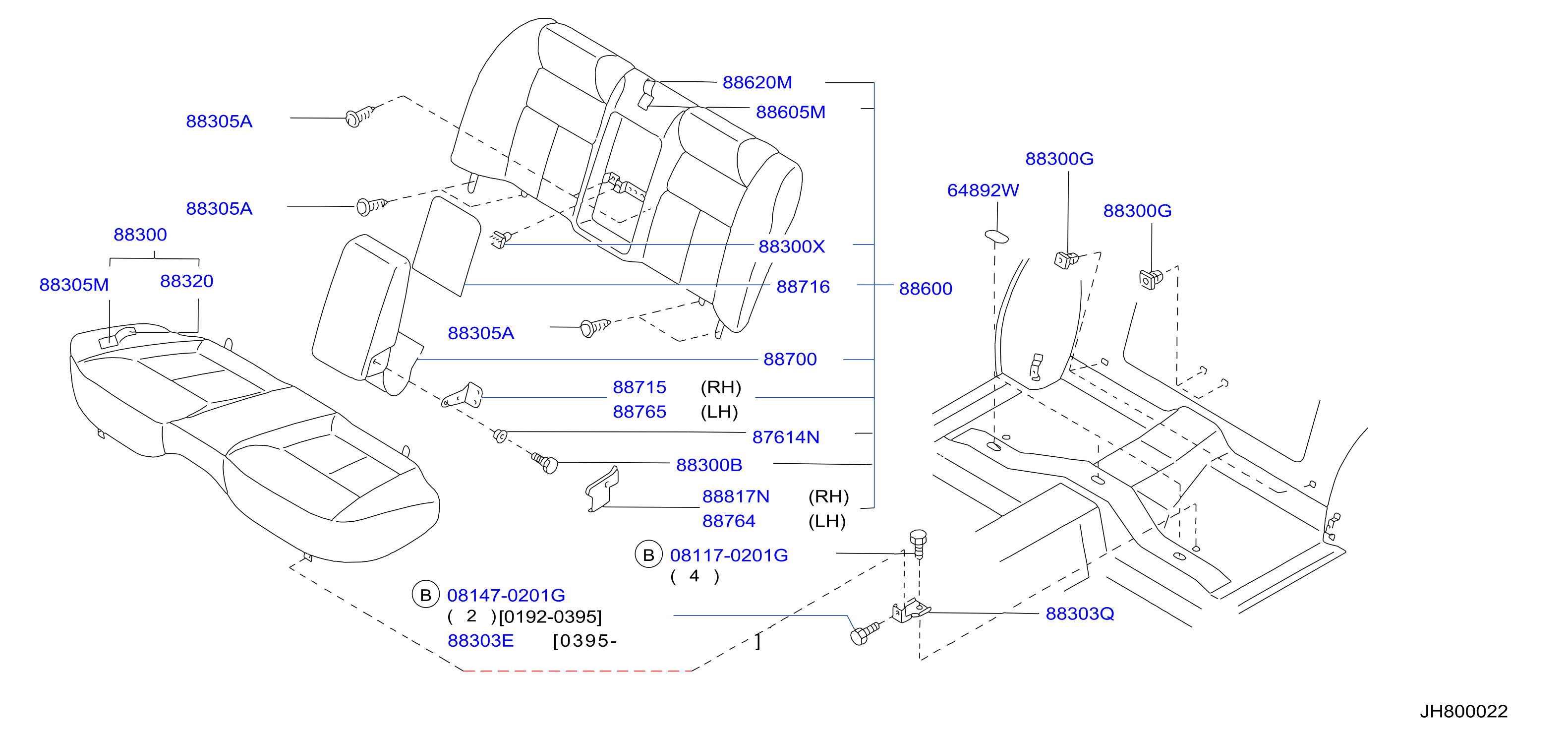 Diagram REAR SEAT for your 1997 INFINITI J30   
