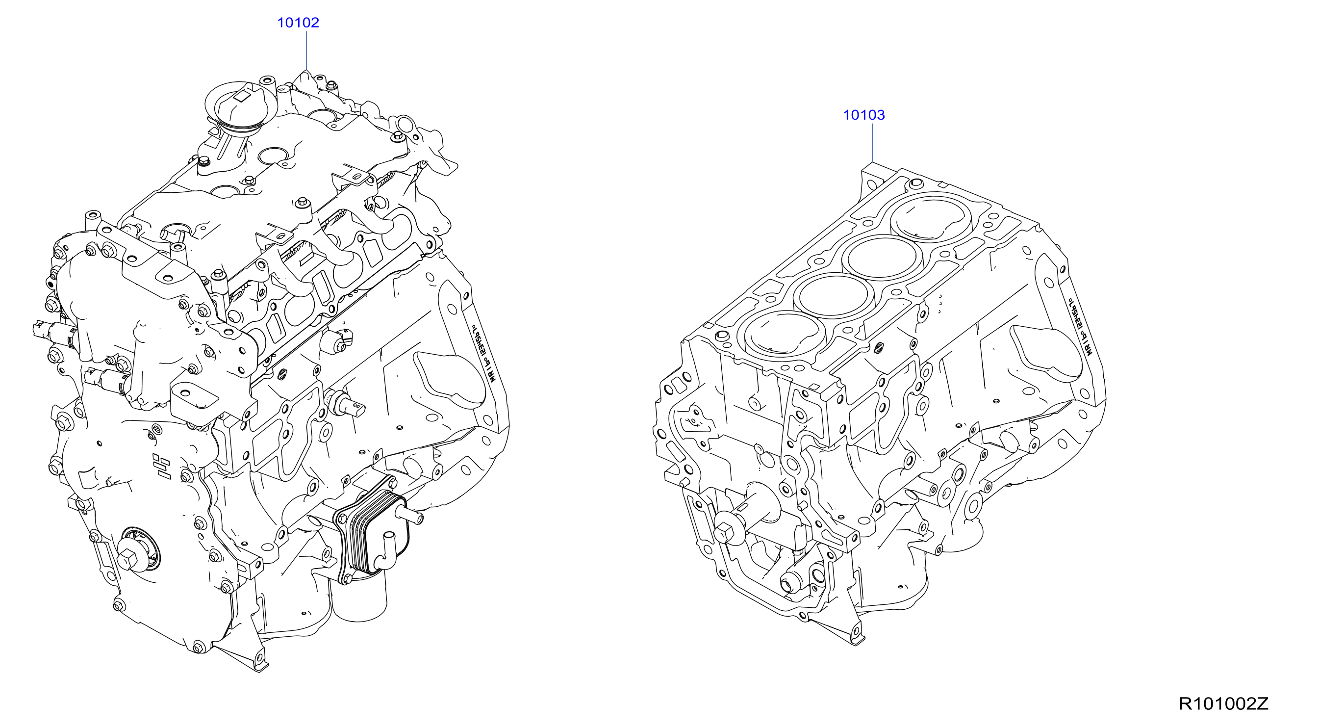 Diagram BARE & SHORT ENGINE for your 2018 Nissan Sentra   