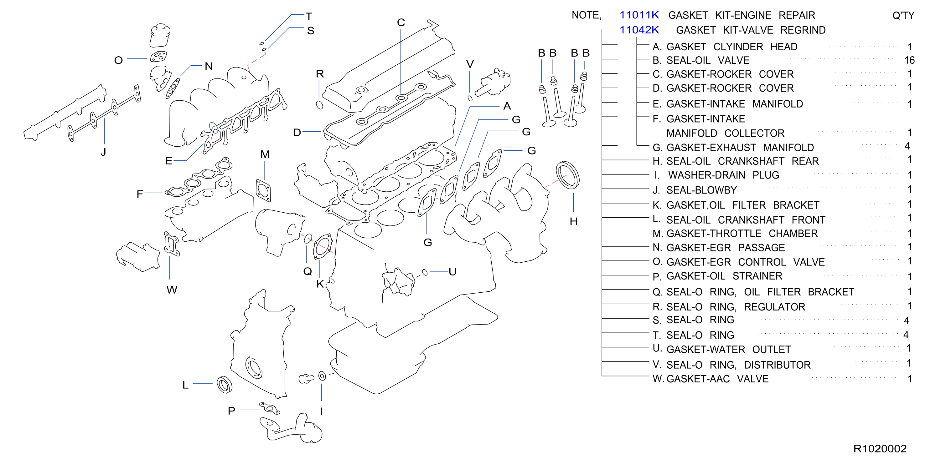 Diagram ENGINE GASKET KIT for your 2010 Nissan Rogue   