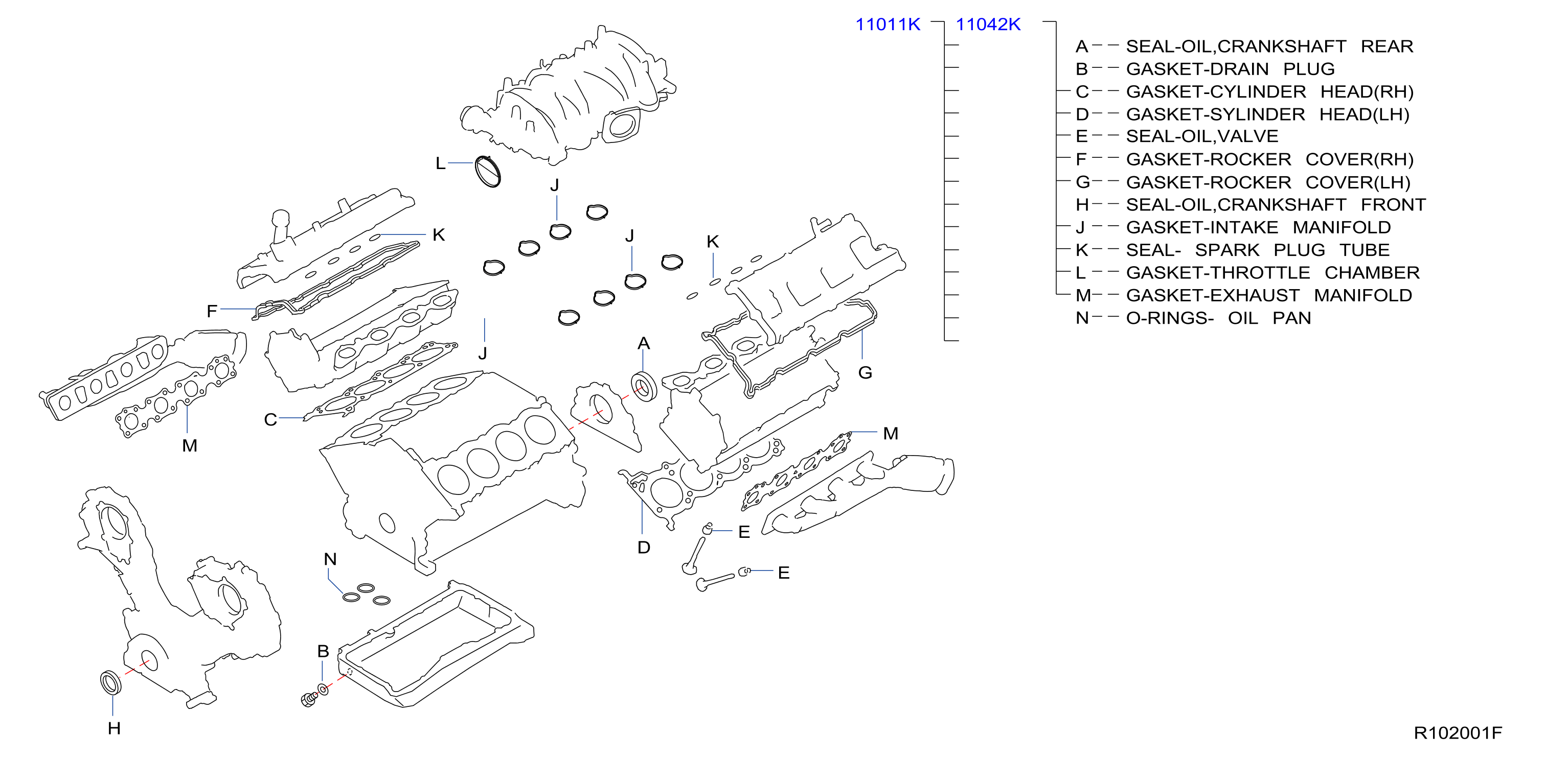 Diagram ENGINE GASKET KIT for your 2013 Nissan Rogue   