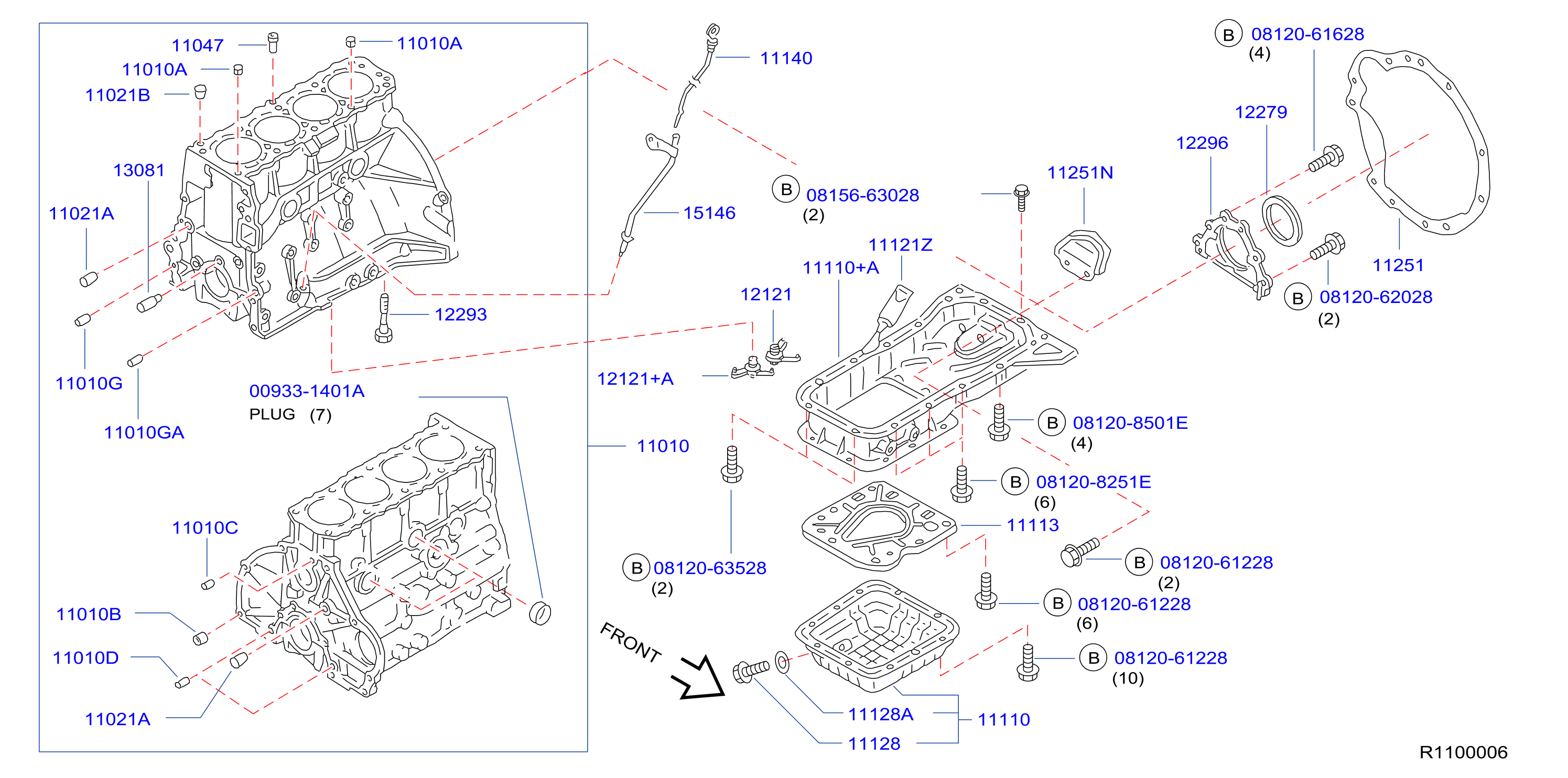 Diagram BLOQUE DE CILINDROS Y COLECTOR DE ACEITE for your 2011 Nissan 370Z   