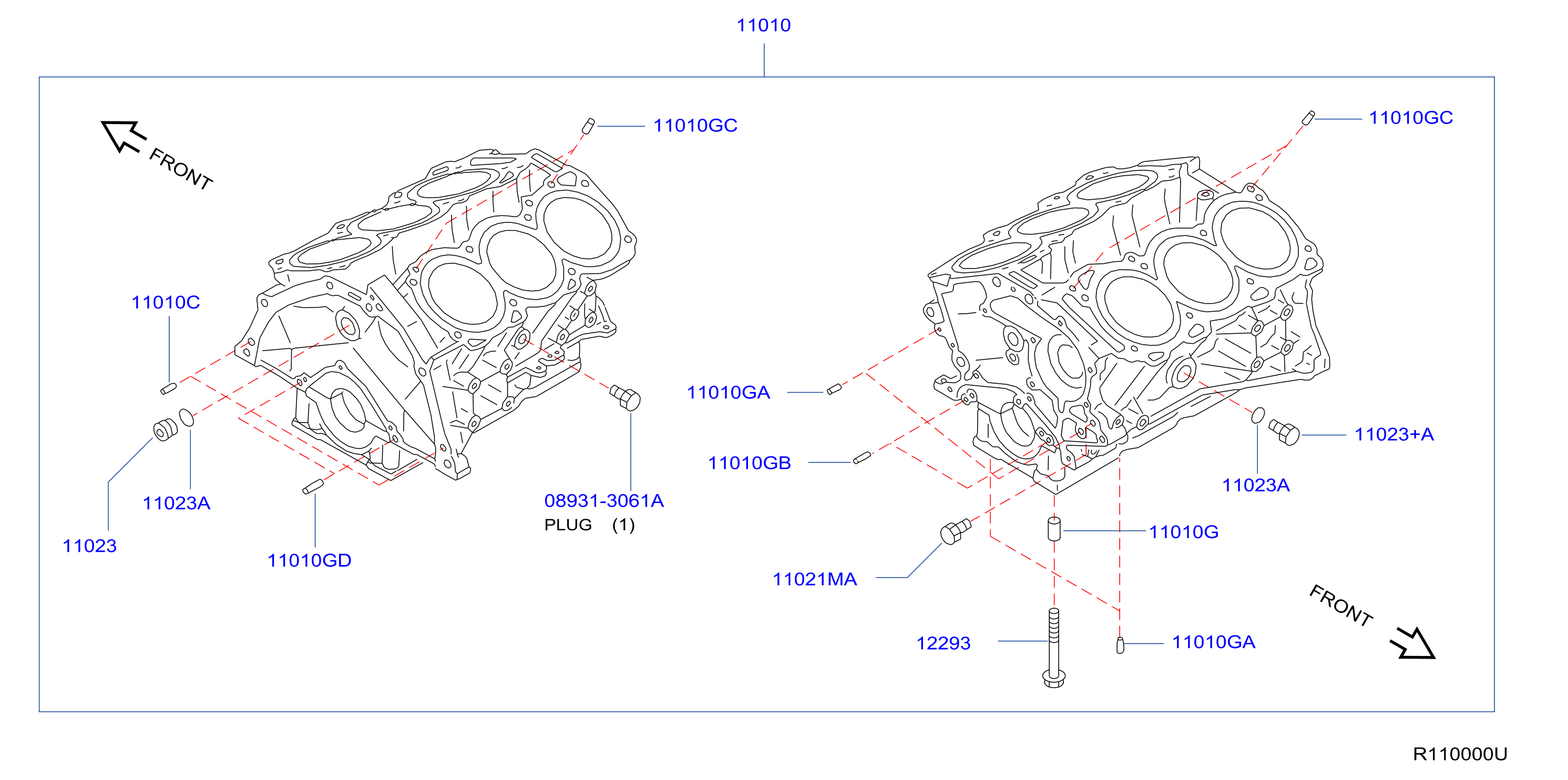 Diagram CYLINDER BLOCK & OIL PAN for your 2005 Nissan Altima SEDAN BASE  