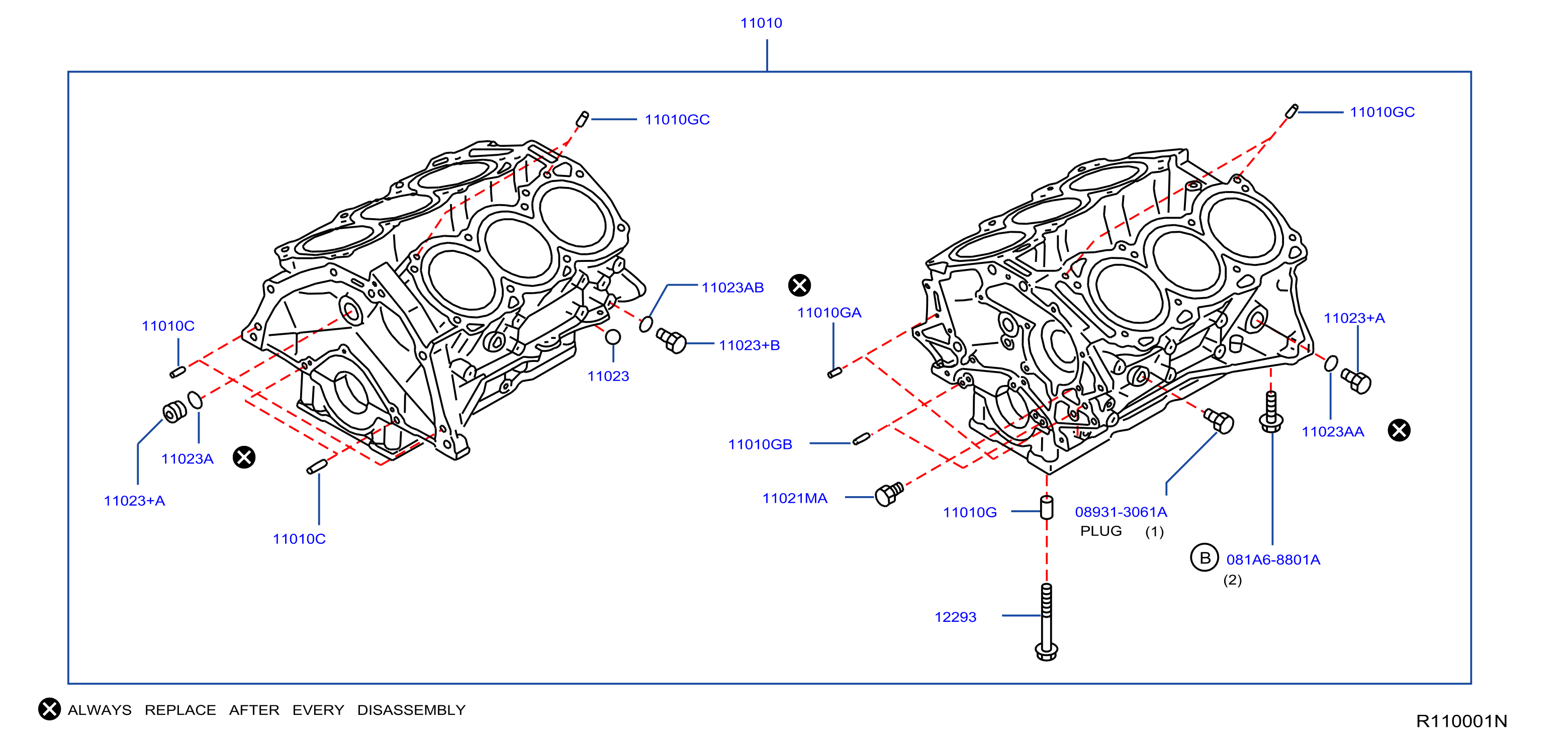 Diagram BLOQUE DE CILINDROS Y COLECTOR DE ACEITE for your Nissan