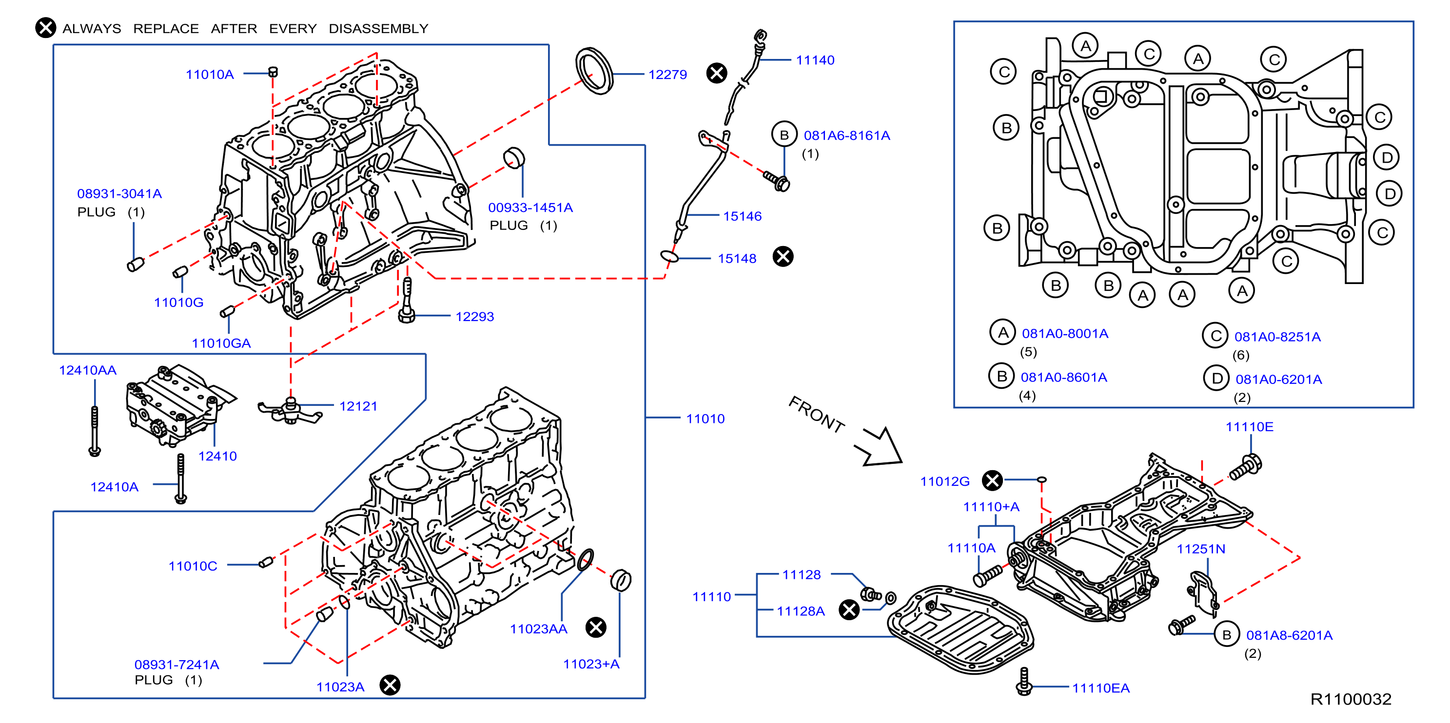 Diagram CYLINDER BLOCK & OIL PAN for your Nissan