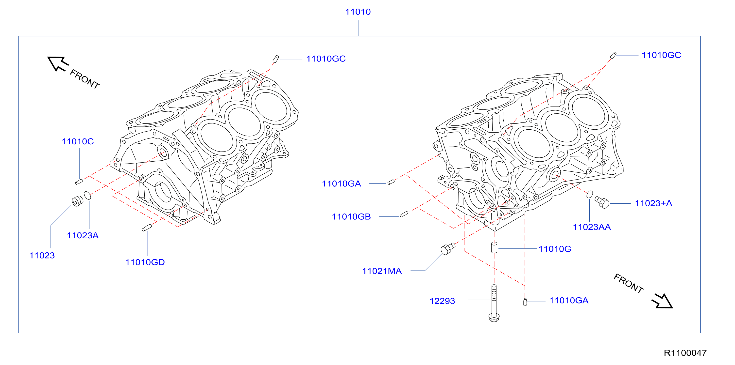 Diagram CYLINDER BLOCK & OIL PAN for your 2017 Nissan Murano   