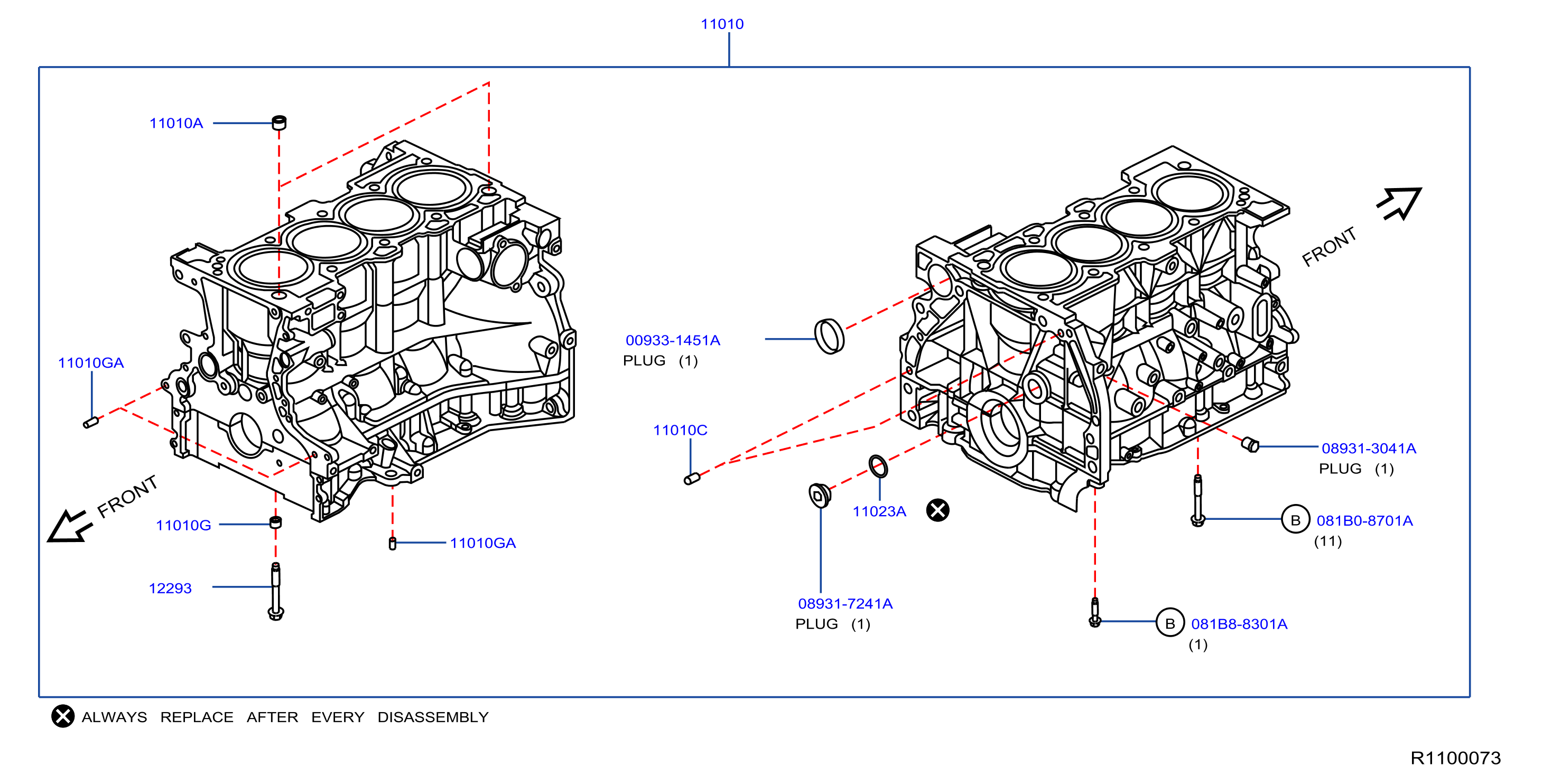 Diagram CYLINDER BLOCK & OIL PAN for your 2017 Nissan Murano S 3.5L V6 CVT AWD 