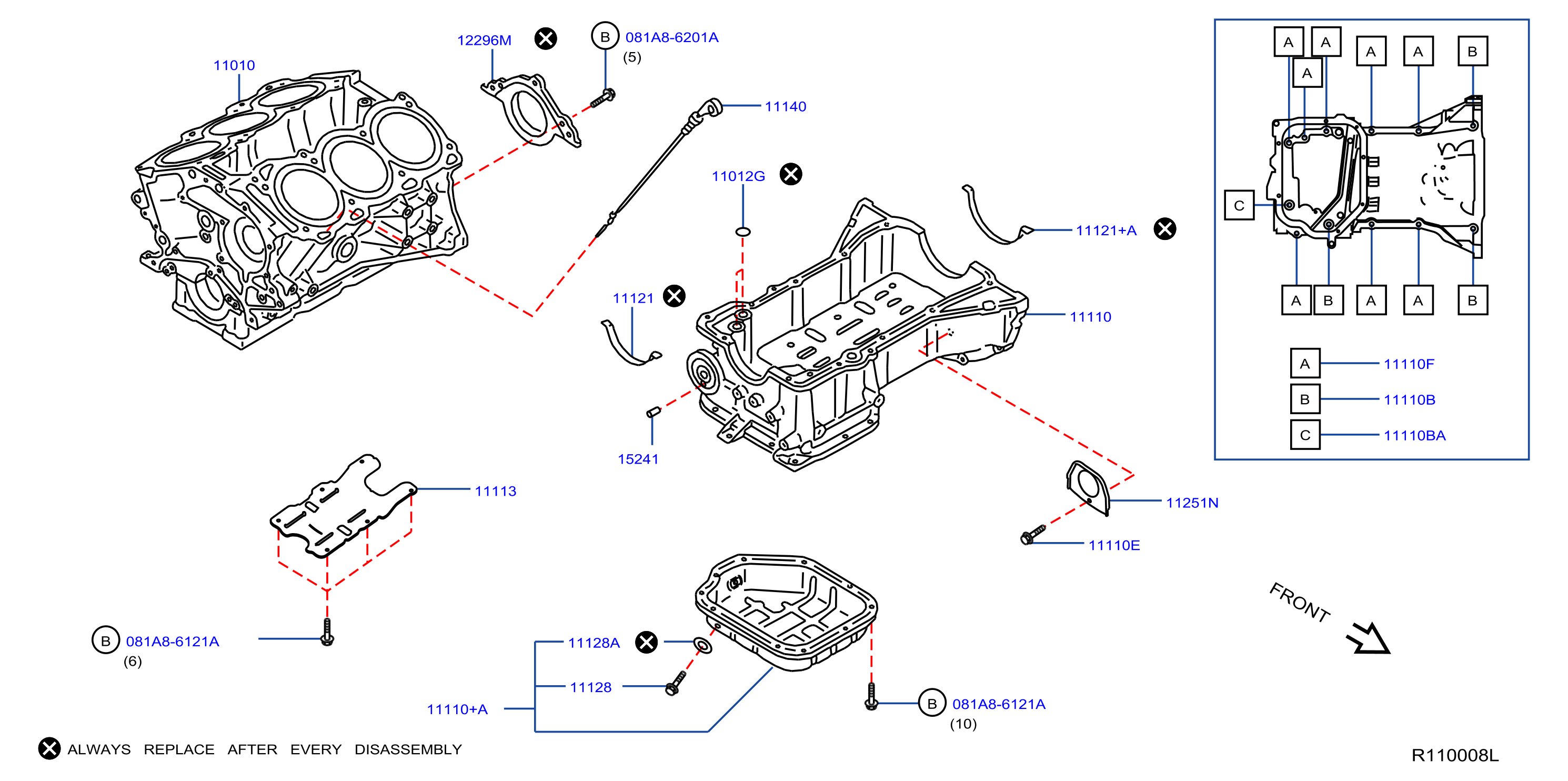 Diagram CYLINDER BLOCK & OIL PAN for your 2003 INFINITI FX45   