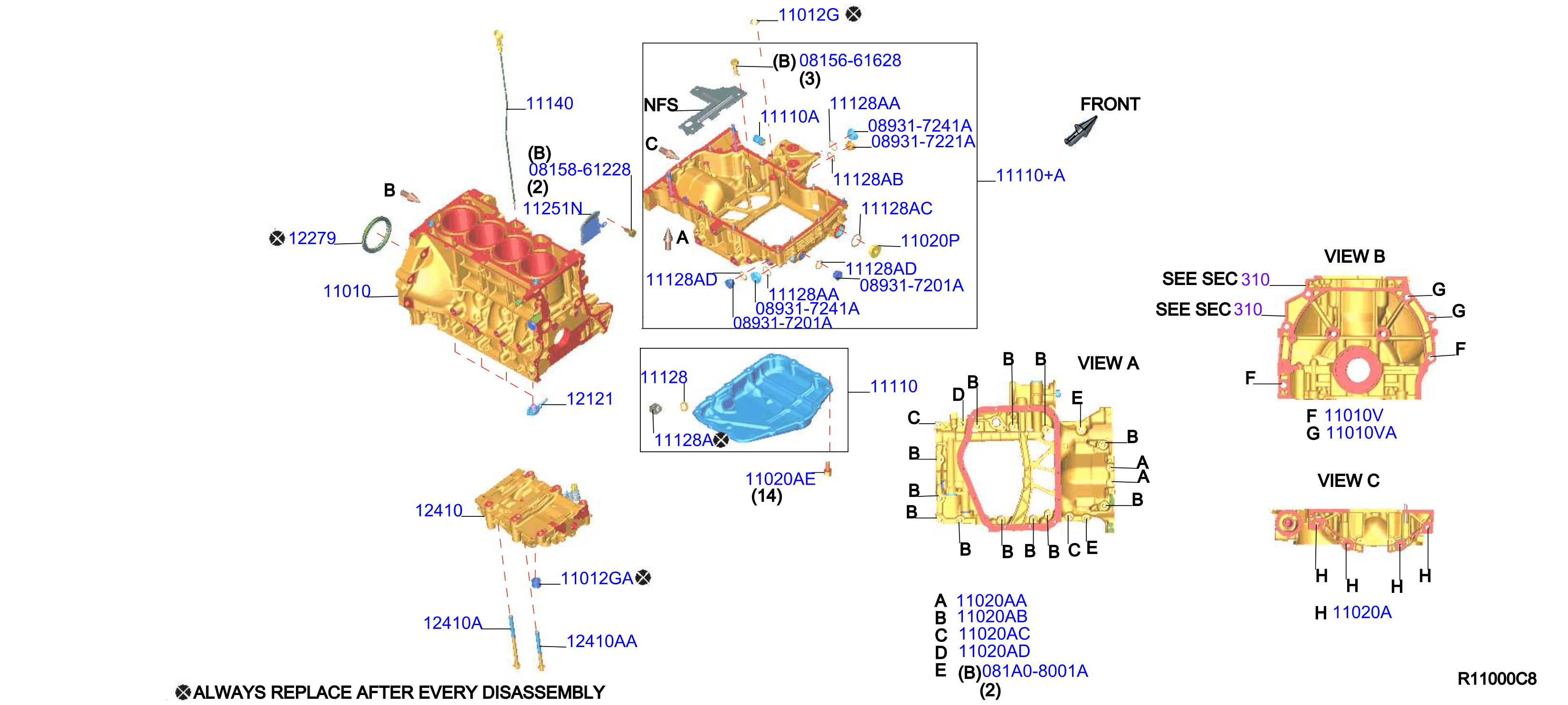 Diagram CYLINDER BLOCK & OIL PAN for your Nissan