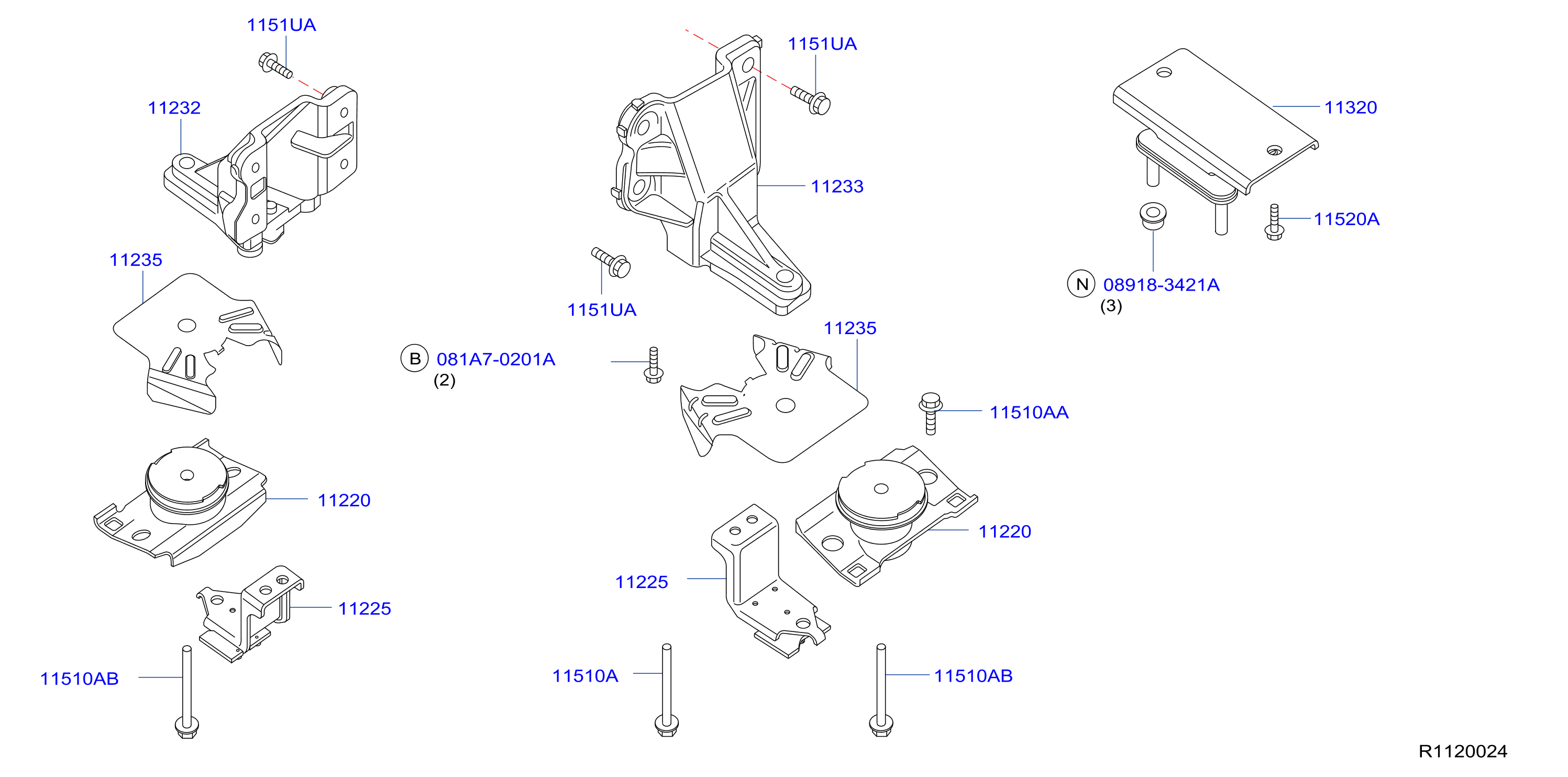 Diagram ENGINE & TRANSMISSION     MOUNTING for your Nissan