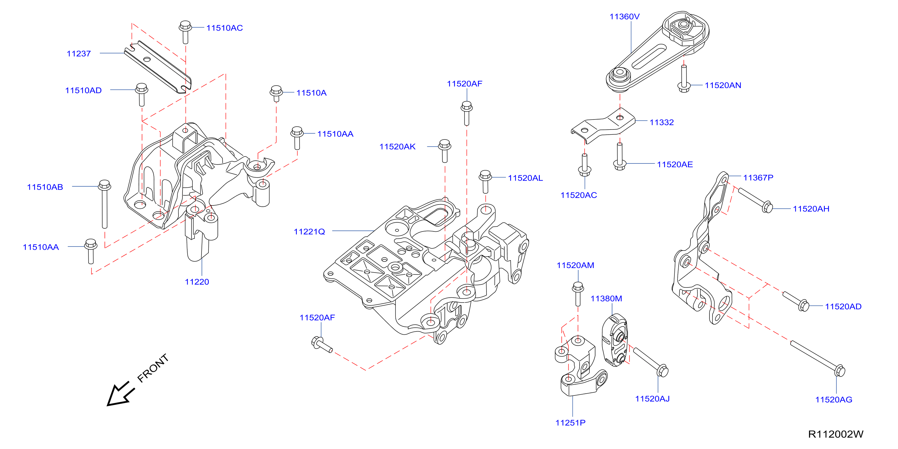 2018 Nissan Armada Bracket Engine Mounting. Right Rear . TRANS