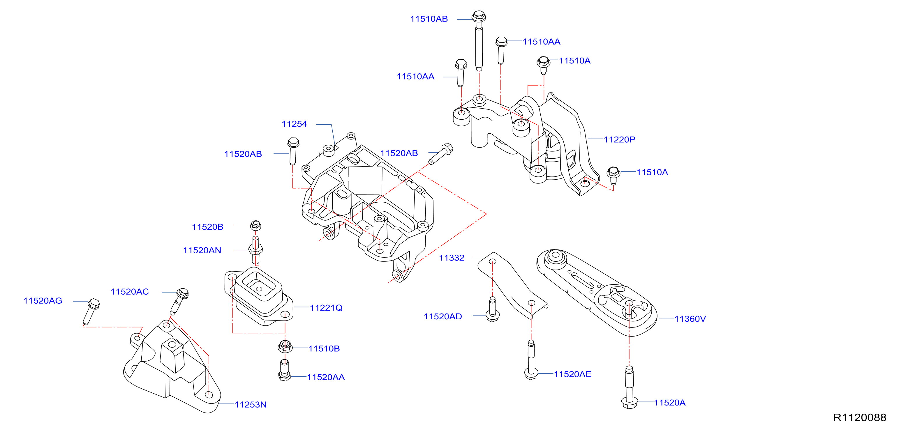 Diagram ENGINE & TRANSMISSION     MOUNTING for your 1996 Nissan