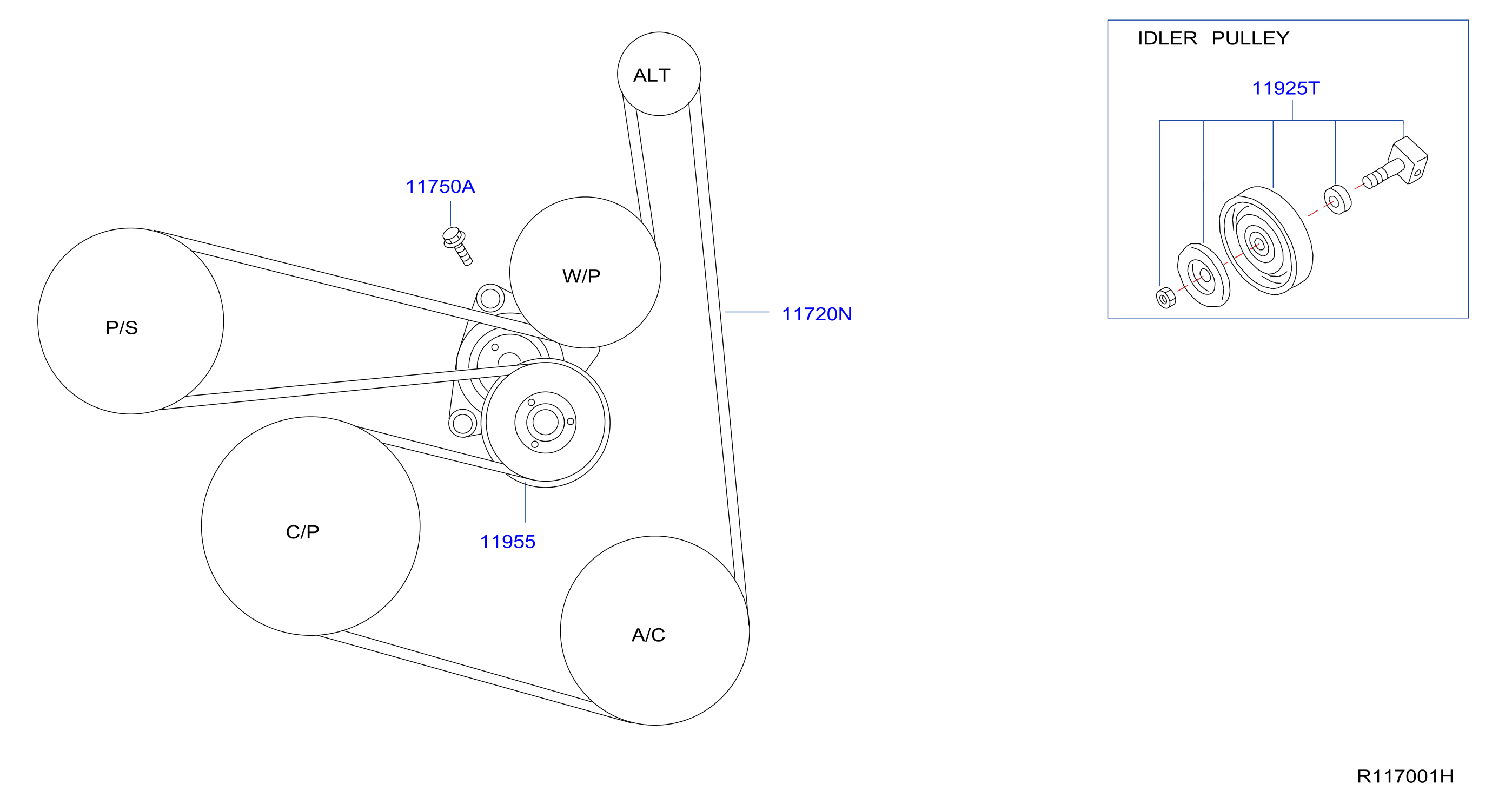 Nissan Armada Accessory Drive Belt Tensioner 11955 JA00C