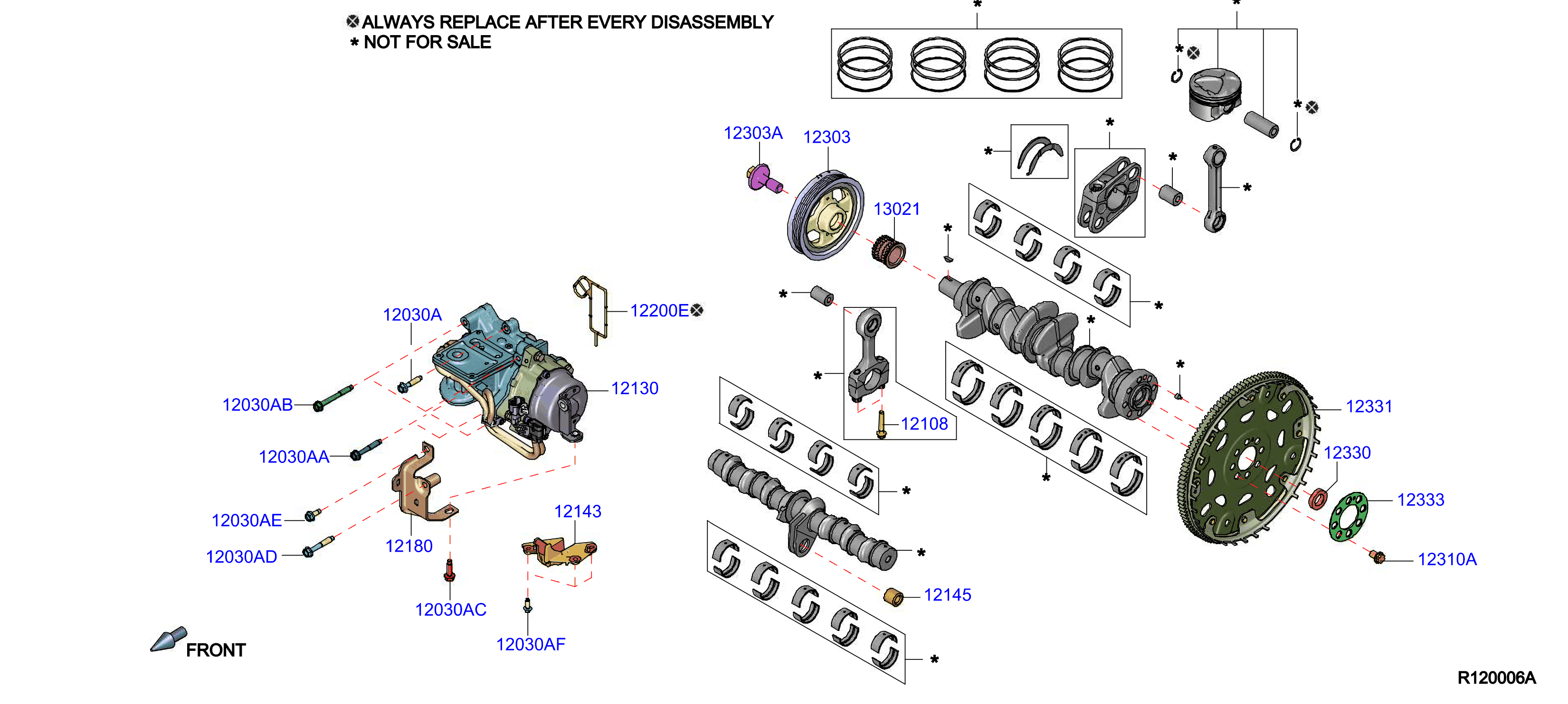 Diagram PISTON,CRANKSHAFT & FLYWHEEL for your 2016 Nissan NV2500   