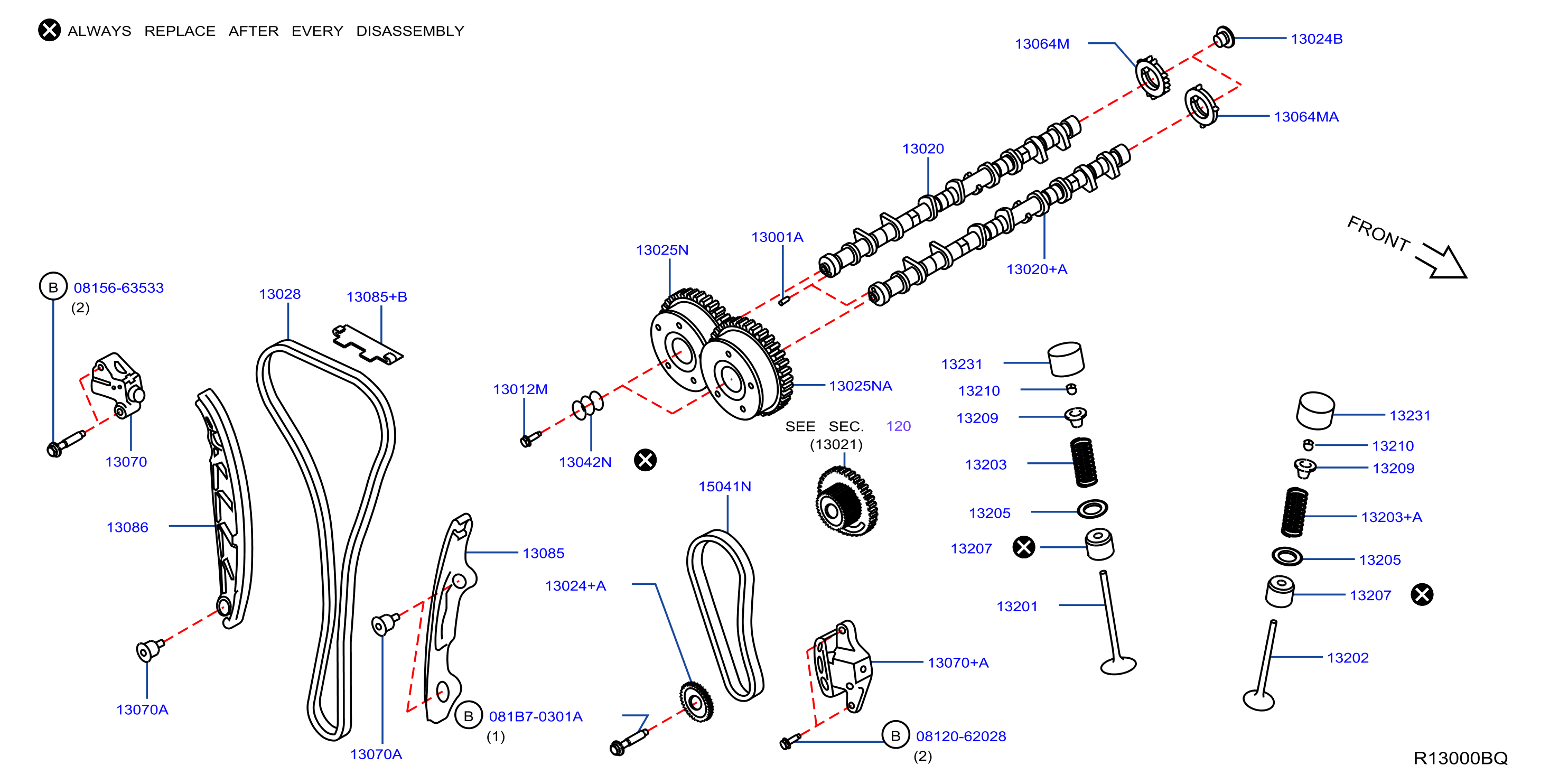 Diagram CAMSHAFT & VALVE MECHANISM for your 2015 Nissan Rogue   