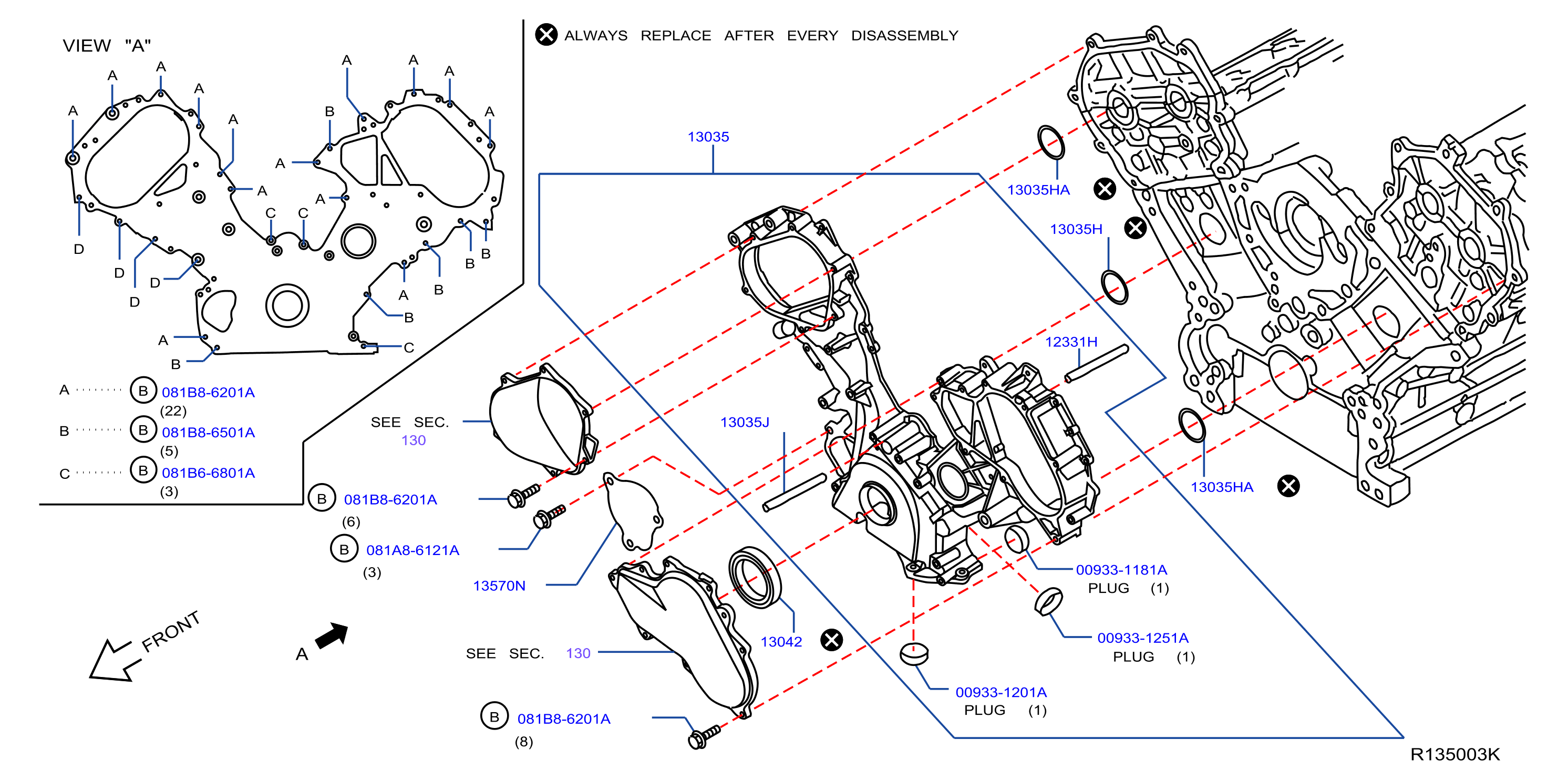 Diagram FRONT COVER,VACUUM PUMP & FITTING for your 2016 Nissan Titan Crew Cab SL/BASE 5.6L V8 AT 4WD/MWB 