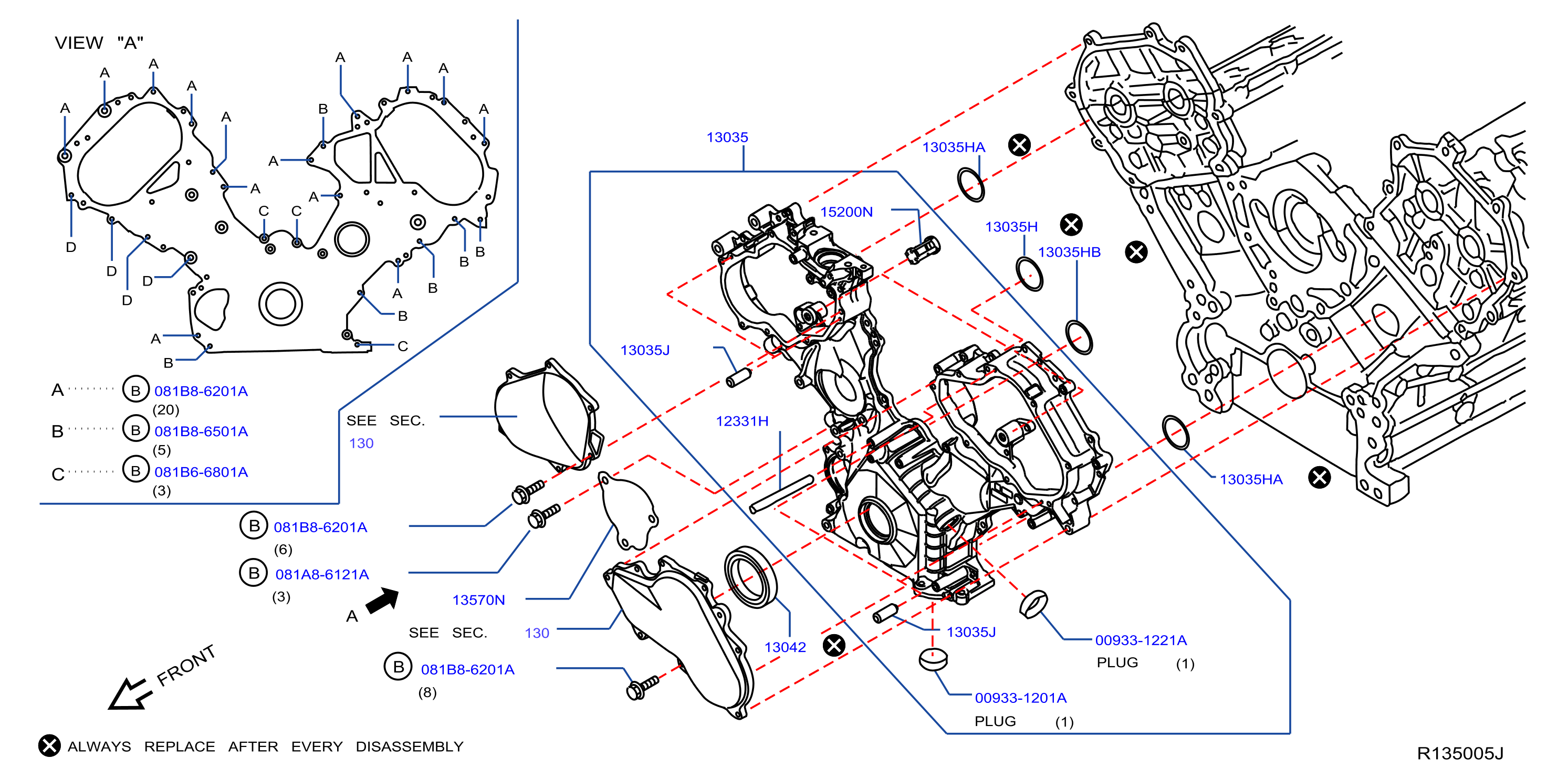 Diagram FRONT COVER,VACUUM PUMP & FITTING for your 2021 Nissan Titan Crew Cab PLATINUM  