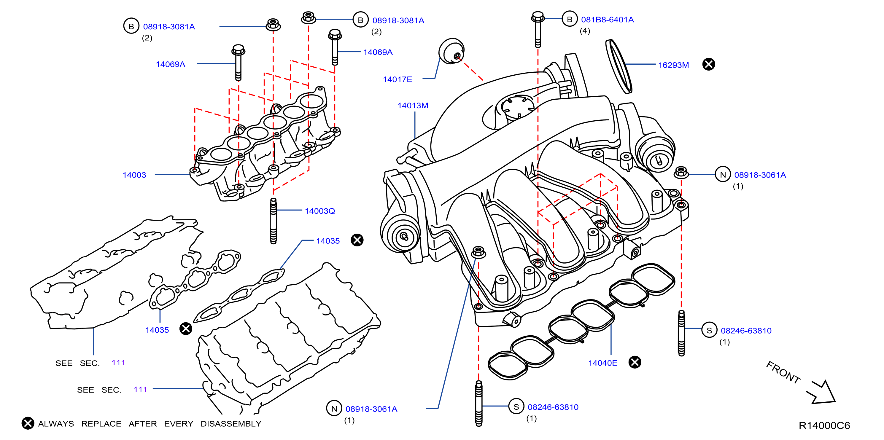 2005 Nissan Titan Air Crossover Gasket. Gasket Intake Adapter