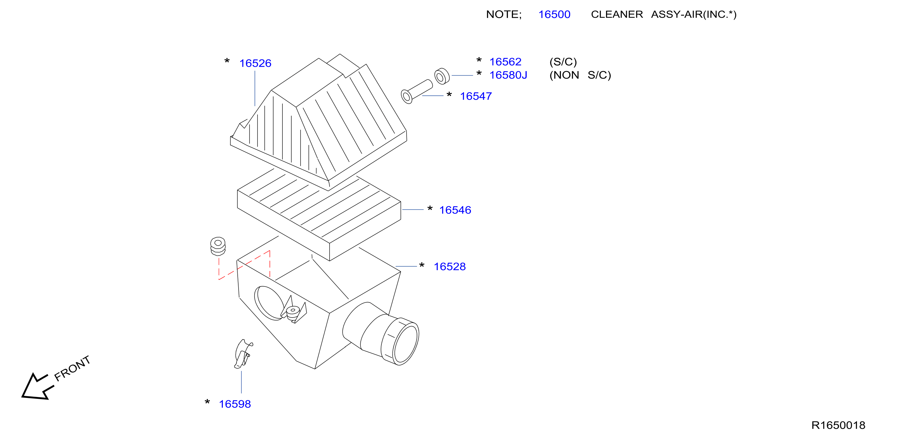 Diagram FILTRO DE AIRE for your 2018 Nissan 240SX   