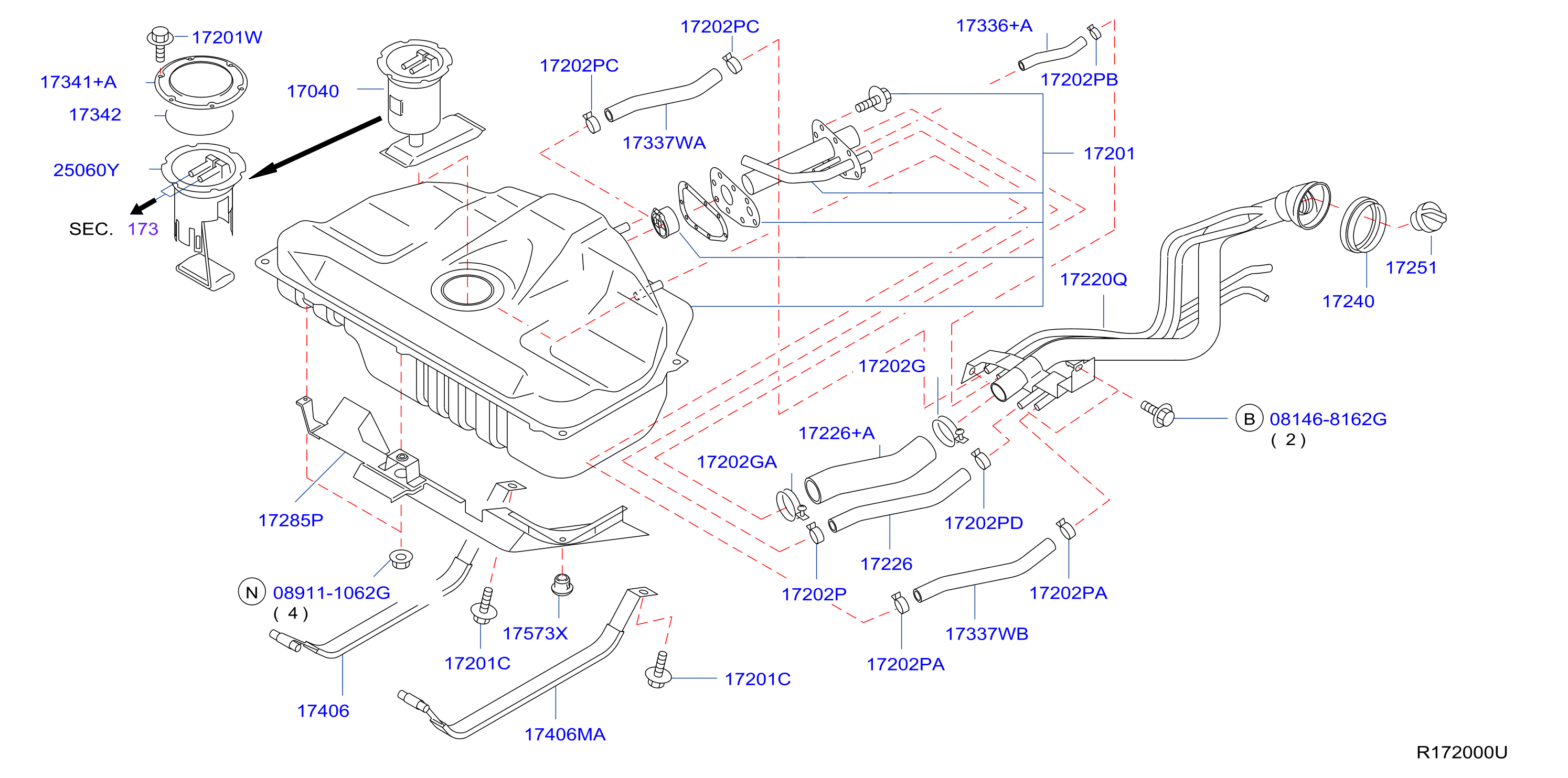 Diagram FUEL TANK for your 2006 Nissan Pathfinder   