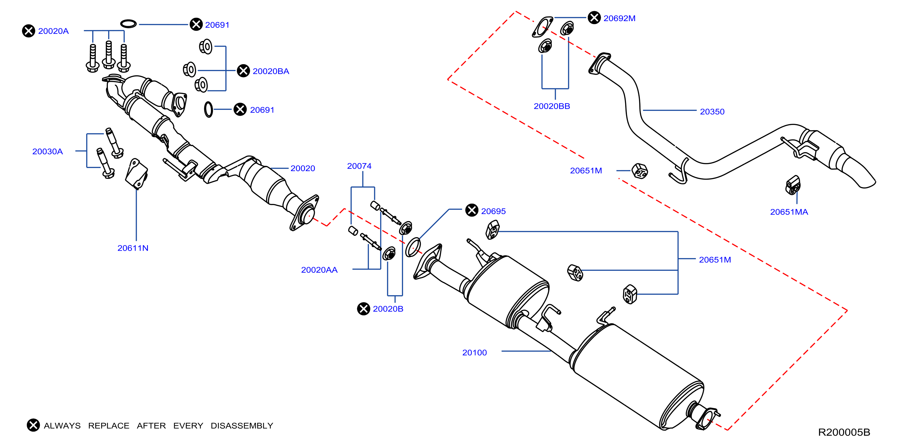 Diagram TUBO DE ESCAPE Y SILENCIADOR for your 2018 Nissan Pathfinder SV Hybrid 
