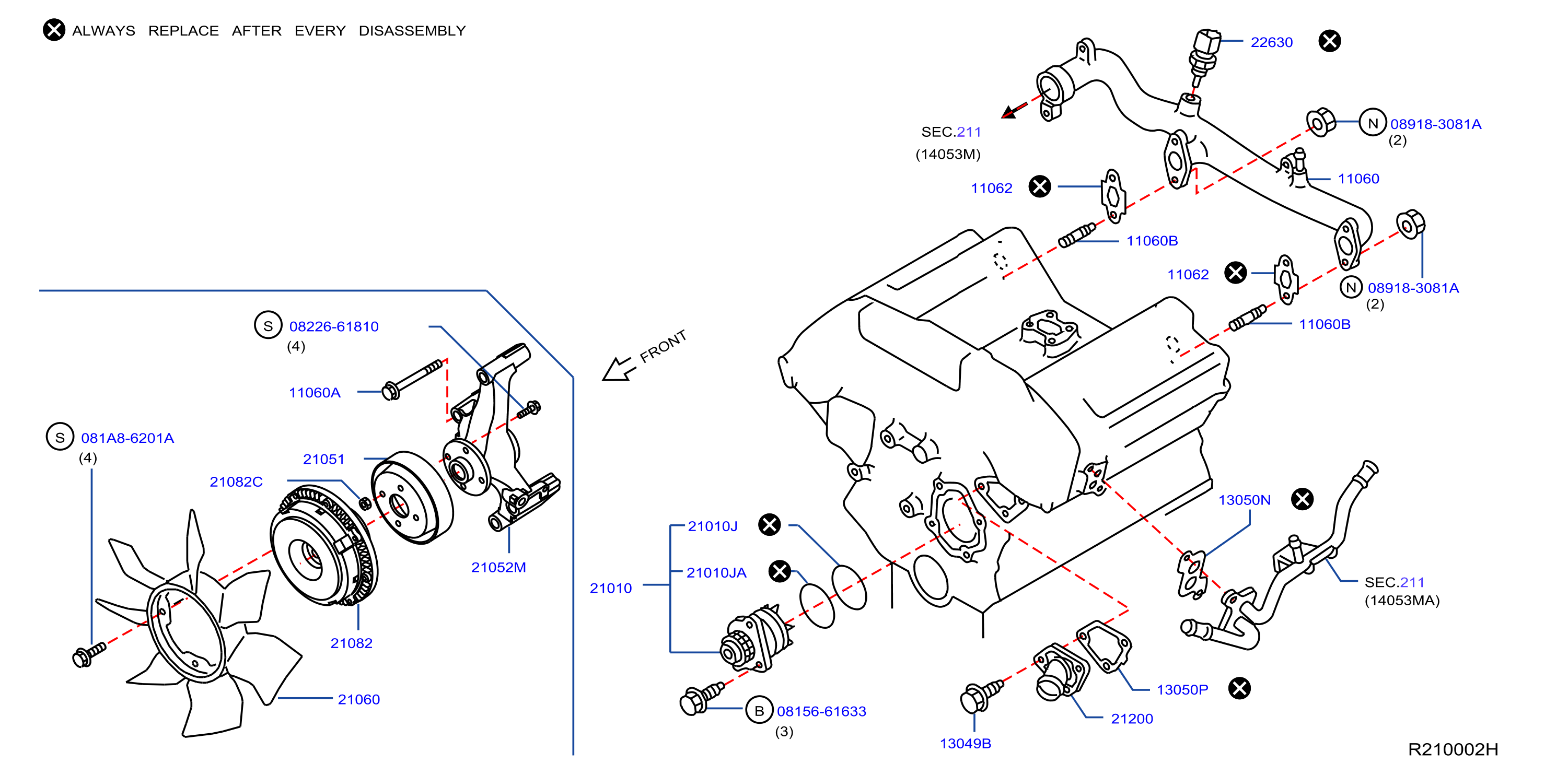 2006 Nissan Armada LE 5.6L V8 AT 4WD Engine Coolant Thermostat Kit