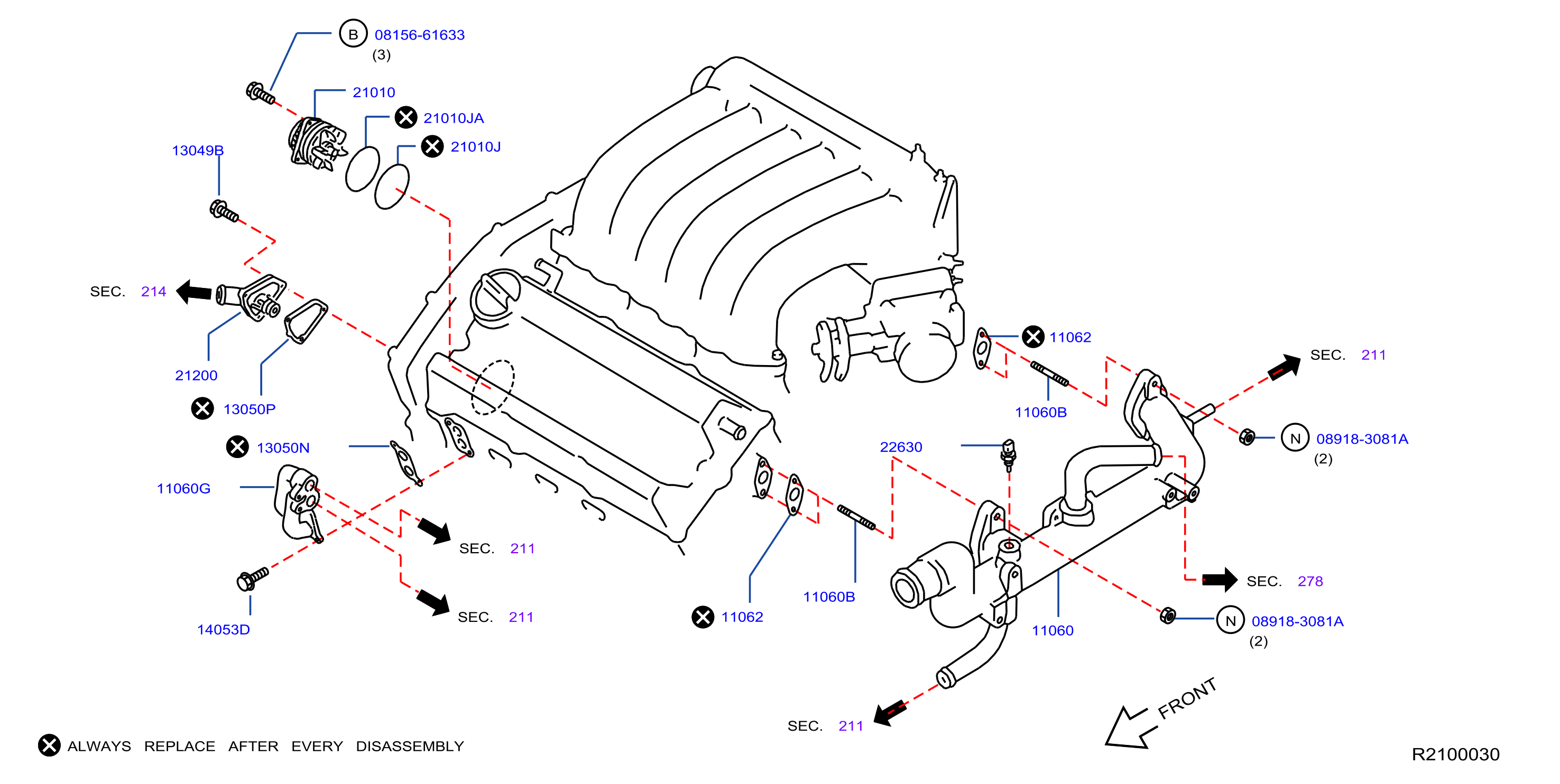 Diagram BOMBA AGUA, VENT REFRI Y TERMOSTATO for your 2008 Nissan Quest Base 3.5L V6 AT 