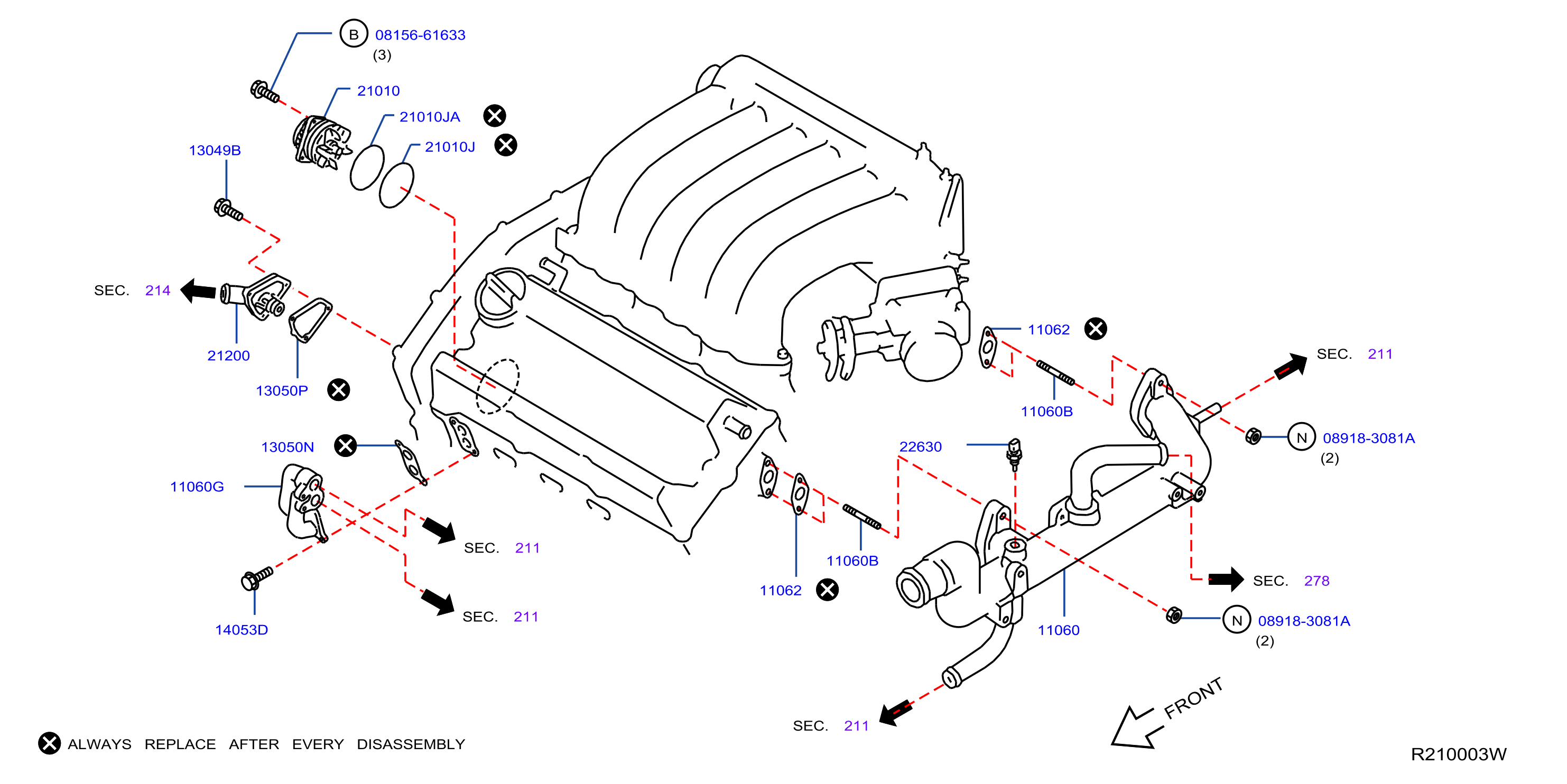 21010 Ja11a Engine Water Pump Genuine Nissan Part