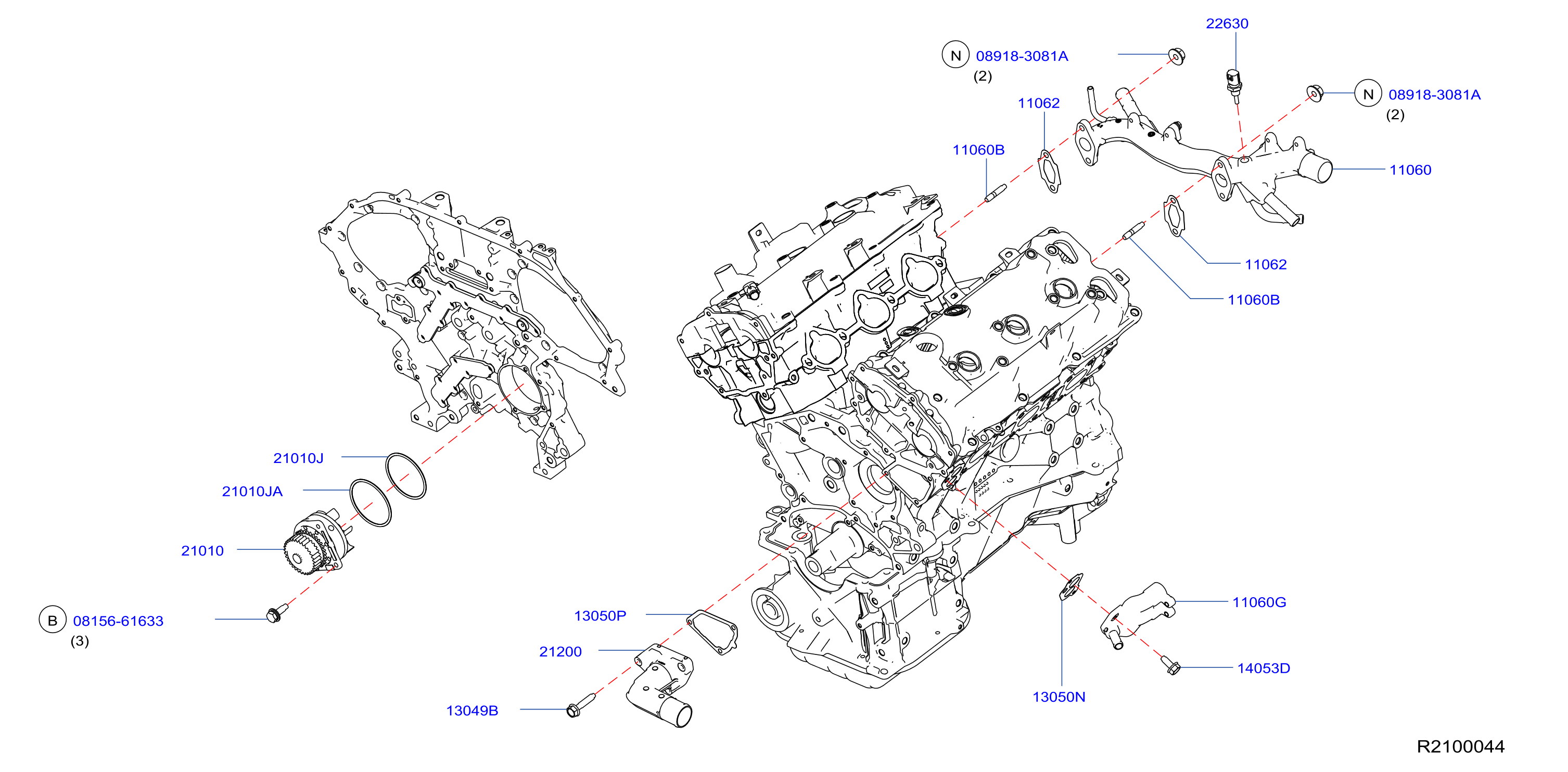 Diagram WATER PUMP, COOLING FAN & THERMOSTAT for your Nissan Maxima  