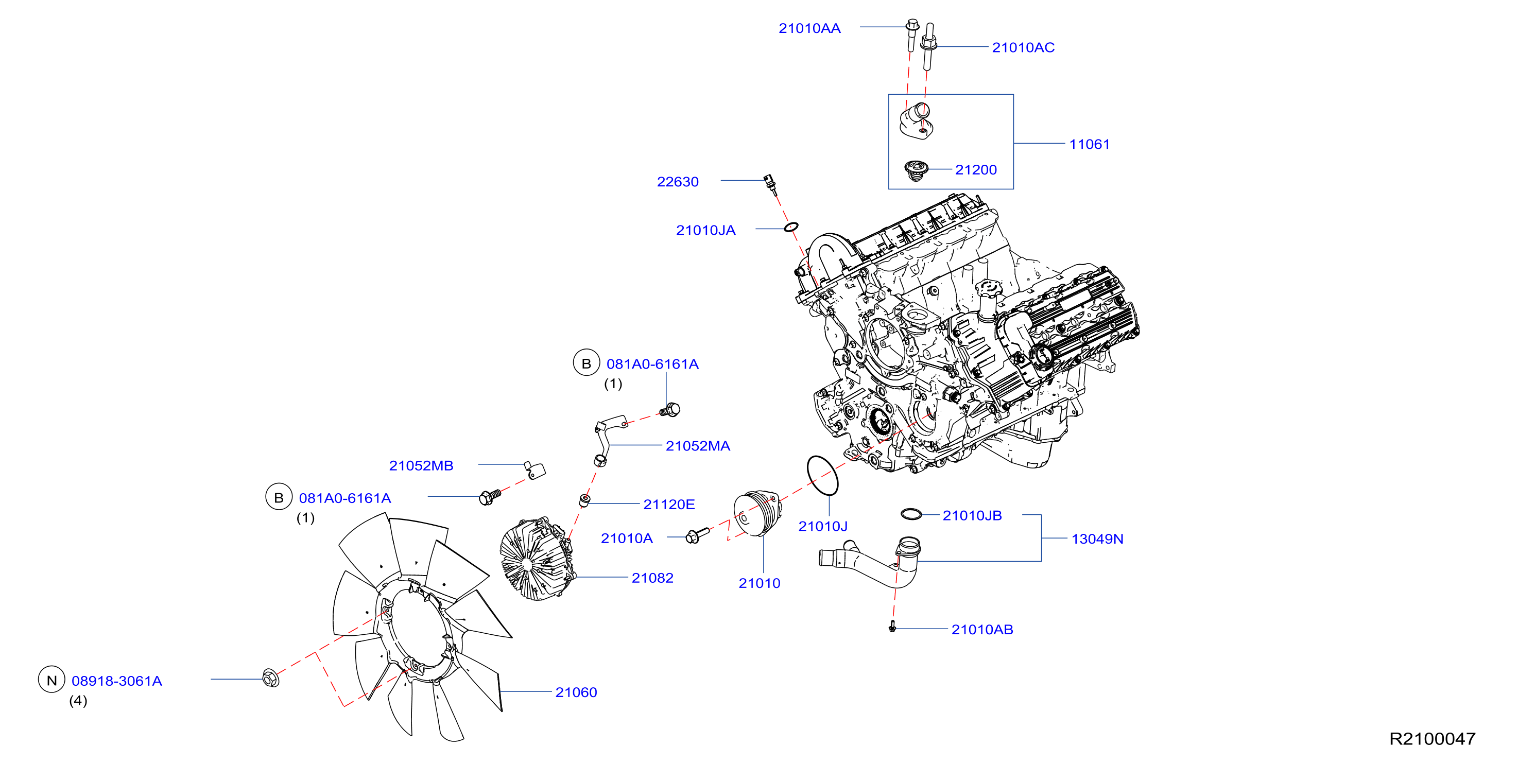 Diagram WATER PUMP, COOLING FAN & THERMOSTAT for your Nissan Titan  