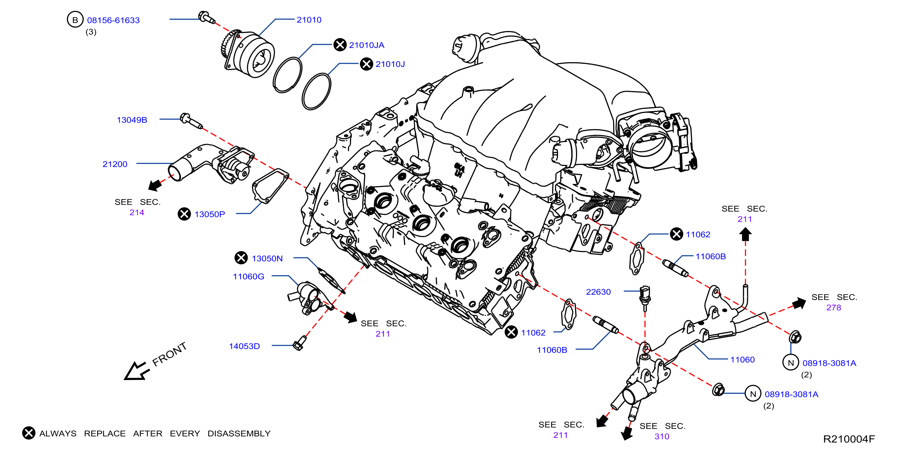 2007 Nissan Armada Thermostat. Water Neck. ENGINE INJECTION