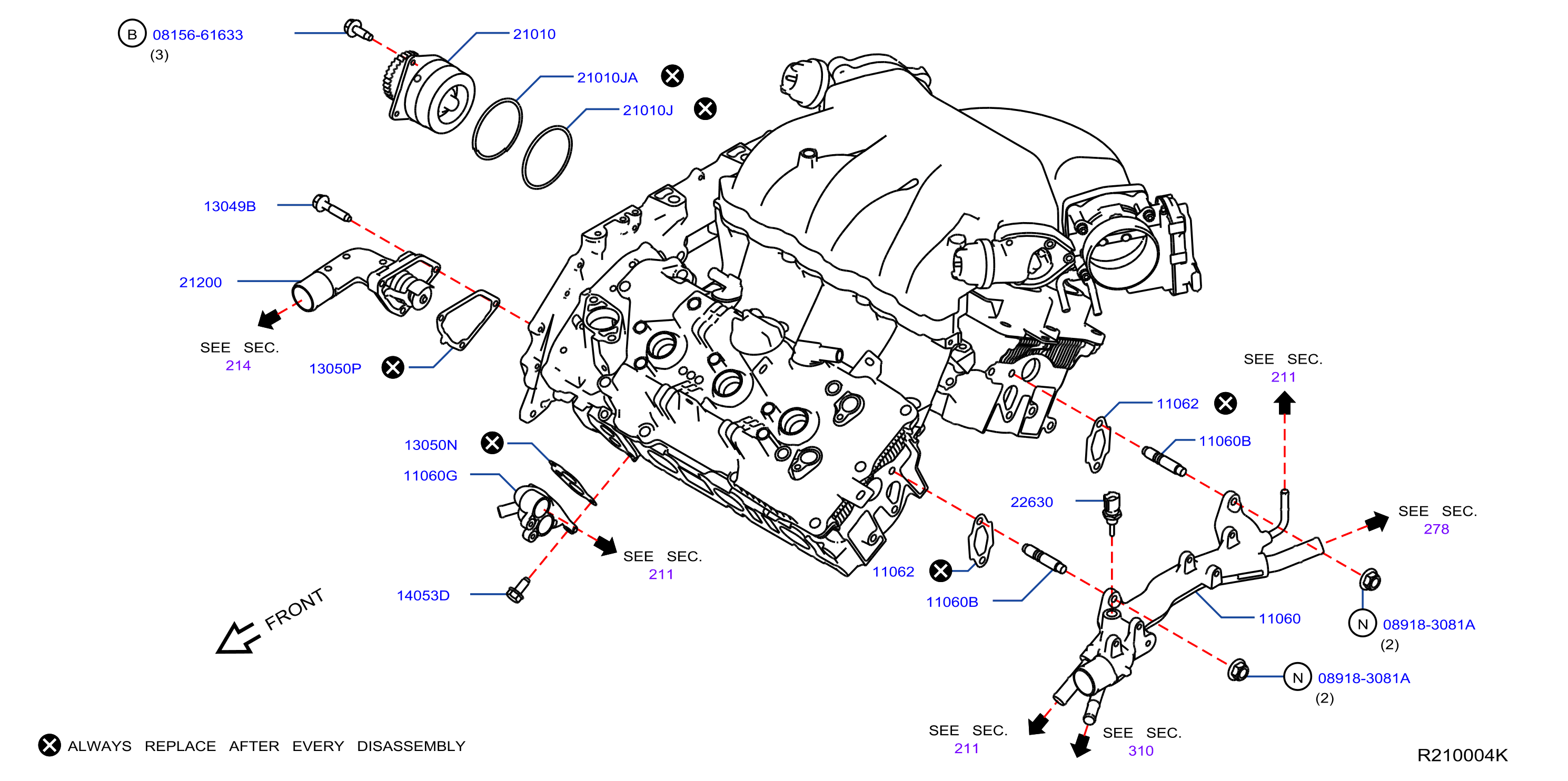 Diagram WATER PUMP, COOLING FAN & THERMOSTAT for your 2012 INFINITI Q70   